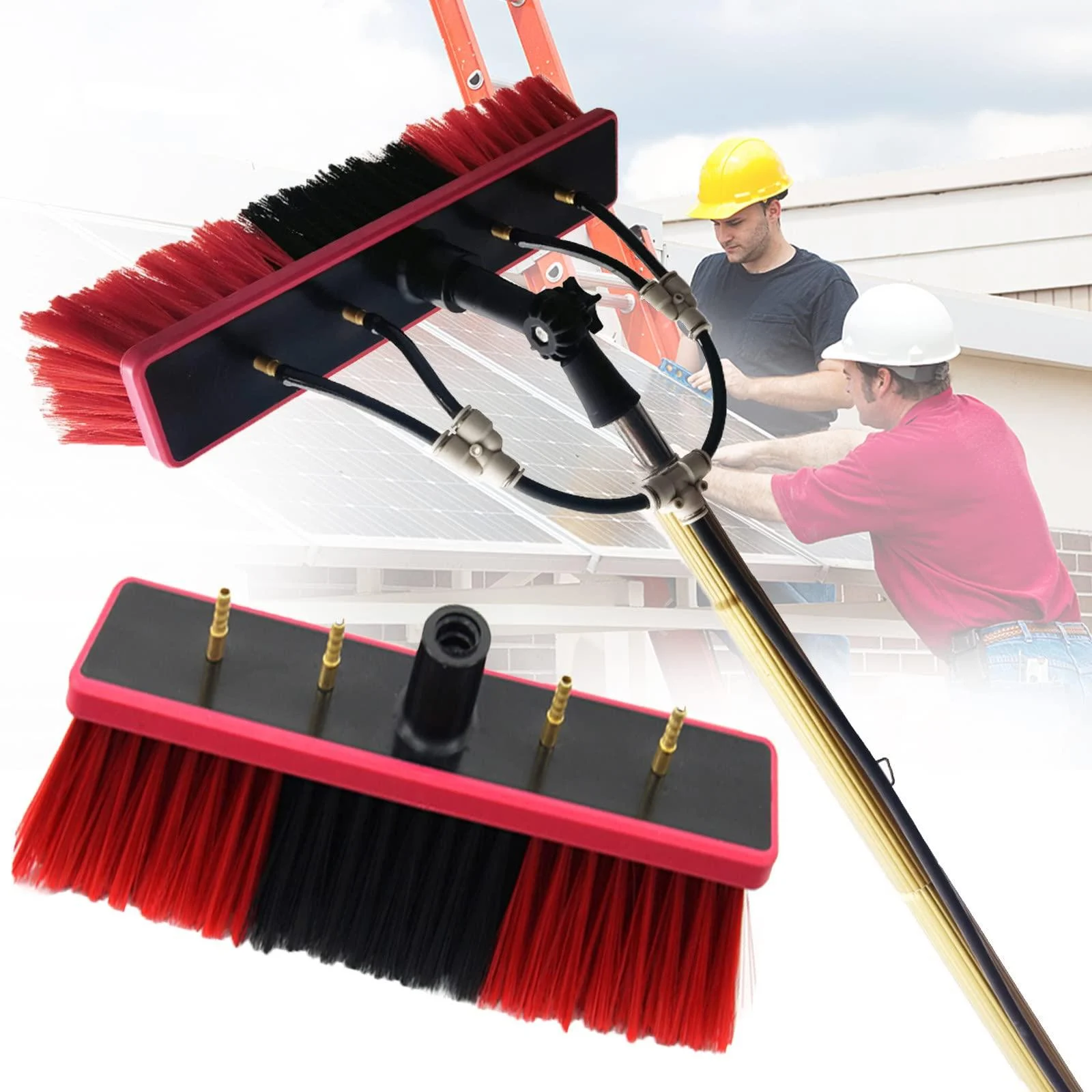 Window Cleaning Telescopic Pole Water Fed Extendable Brush Suitable for Cleaner Conservatory Roof Photovoltaic Panel Cleaning Photovoltaic Panel Cleaning/Window Clean 7.2M 55cm Brush Head 9M/30FT - LXGJSQY