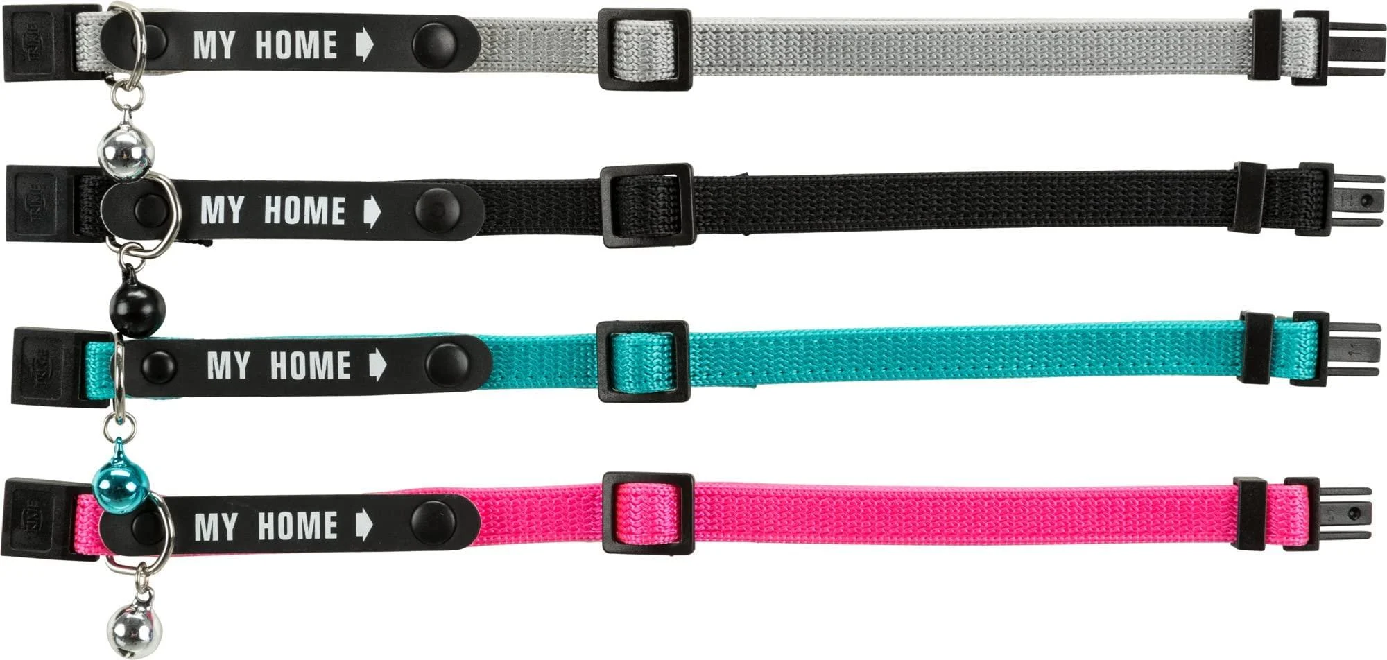 Trixie cat collar with address tag nylon assorted colours neck circumference 20 - 28 cm