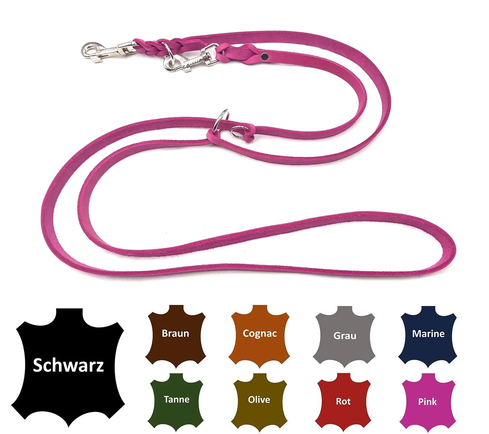 Dog liner Small dogs / large dogs 2m / 2.40m / 2.80m / 3.50m / 5m Double linen adjustable (2m x 15mm pink) 2m x 15mm pink - elropet