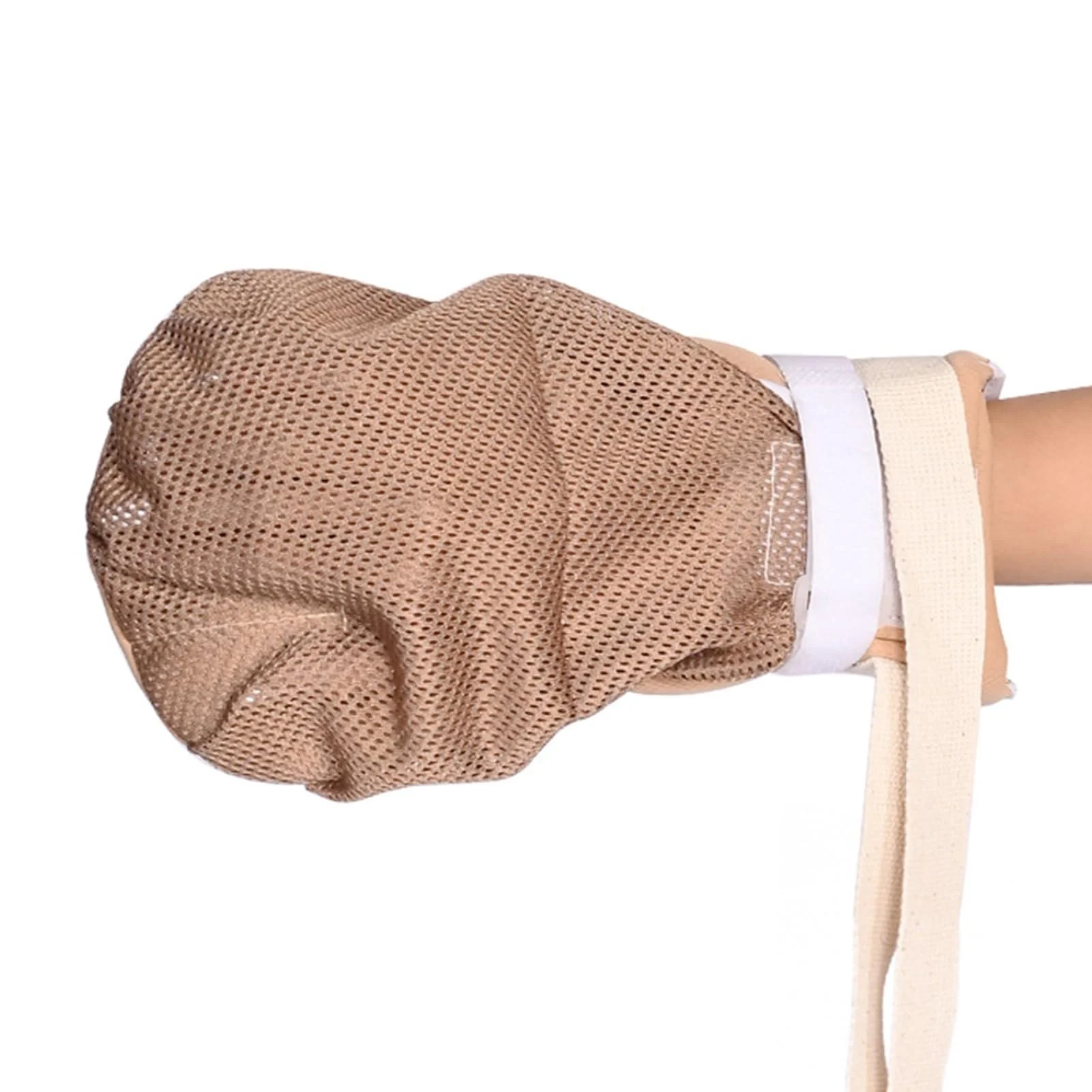PERZOE 3d Mesh Fabric Gloves Widen Fixation Gloves 1pc Anti-scratch Restraint Gloves Breathable Secure Design for Elderly Patients Right Hand