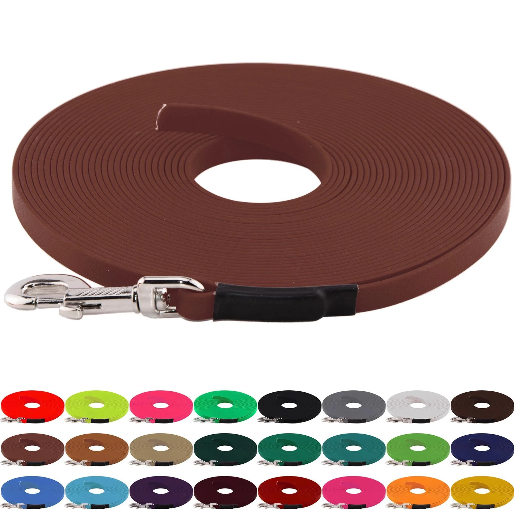 LENNIE BioThane tracking leash 13mm dogs 15-25kg 1m long without hand loop red-brown sewn 1 m red-brown