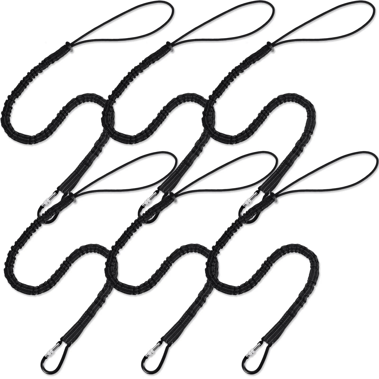 6 Pack Tool Lanyard Tool Tether with Single Metal Buckle and Adjustable Loop End Weight Limit 8KG/ 17.6lb with Aluminum Screw Lock - LEIFIDE