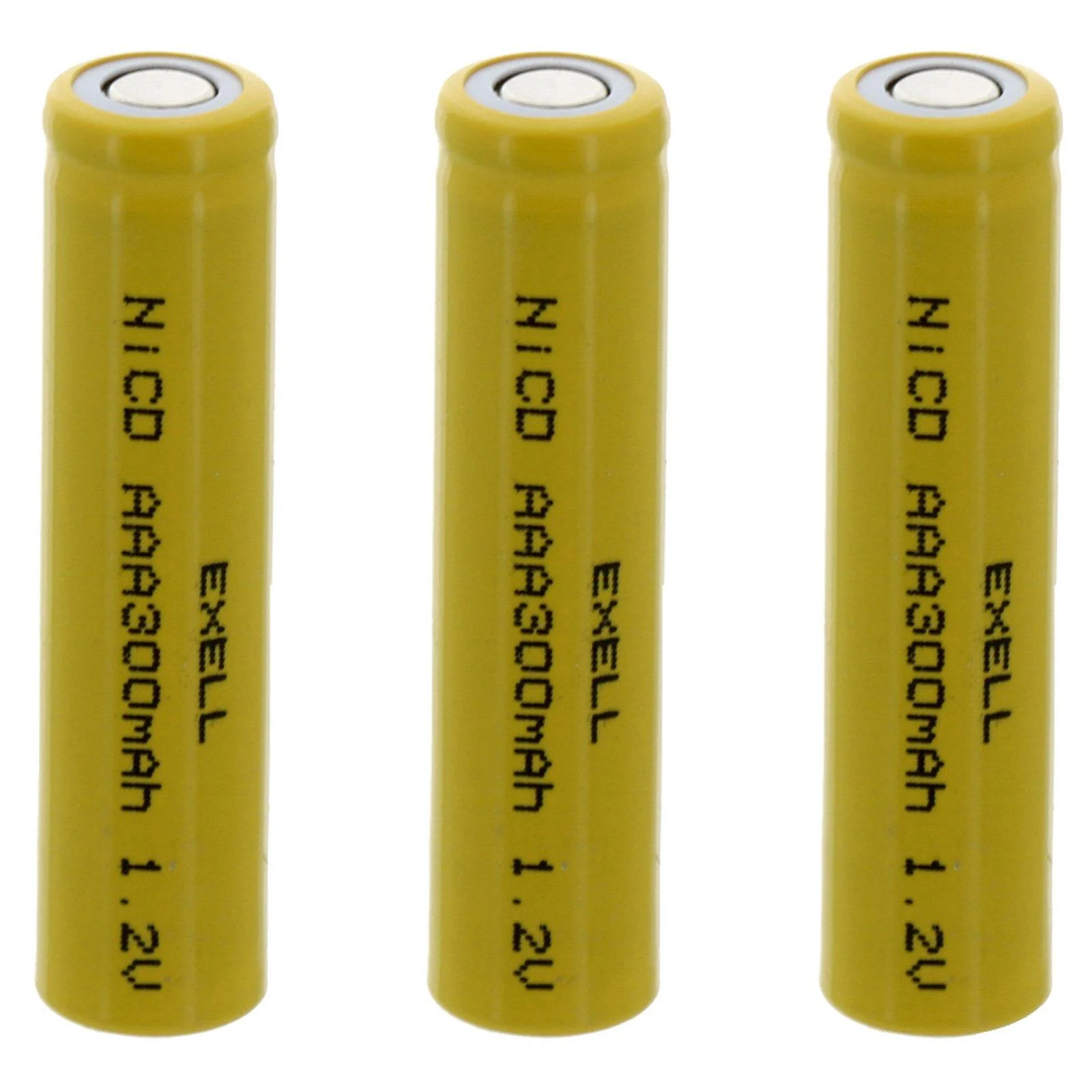 3x Exell AAA 1.2V 300mAh NiCD Flat Top Rechargeable Batteries for high power static applications (Telecoms UPS and Smart grid) electric mopeds meters radios RC devices electric tools - Exell Battery