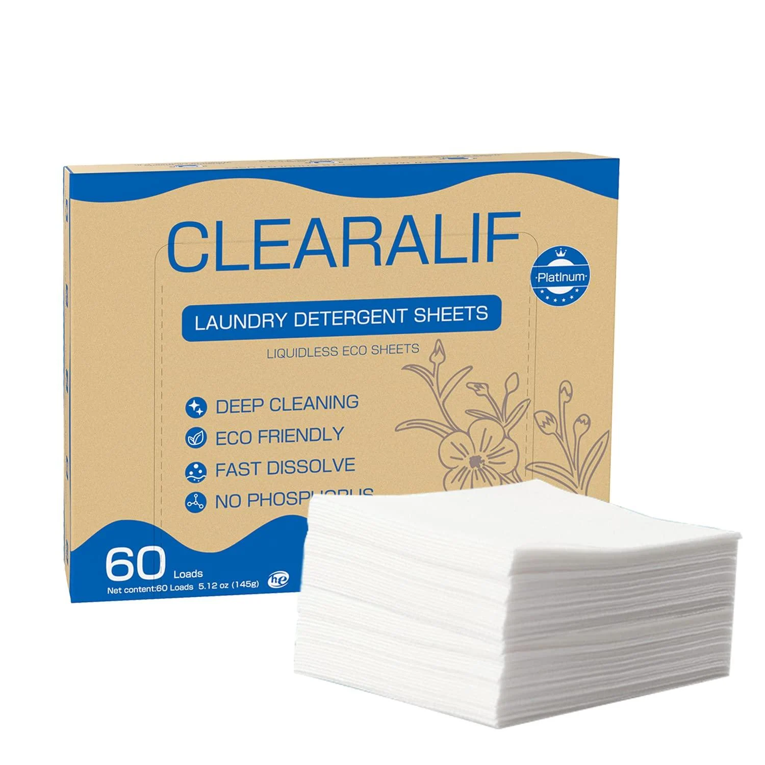 Laundry Detergent Sheets Up to 60 Loads Fresh Linen - Great For Travel Apartments Dorms No Plastic Sustainable Biodegradable-New Liquid-Less Technology - Lightweight flax 60 Loads