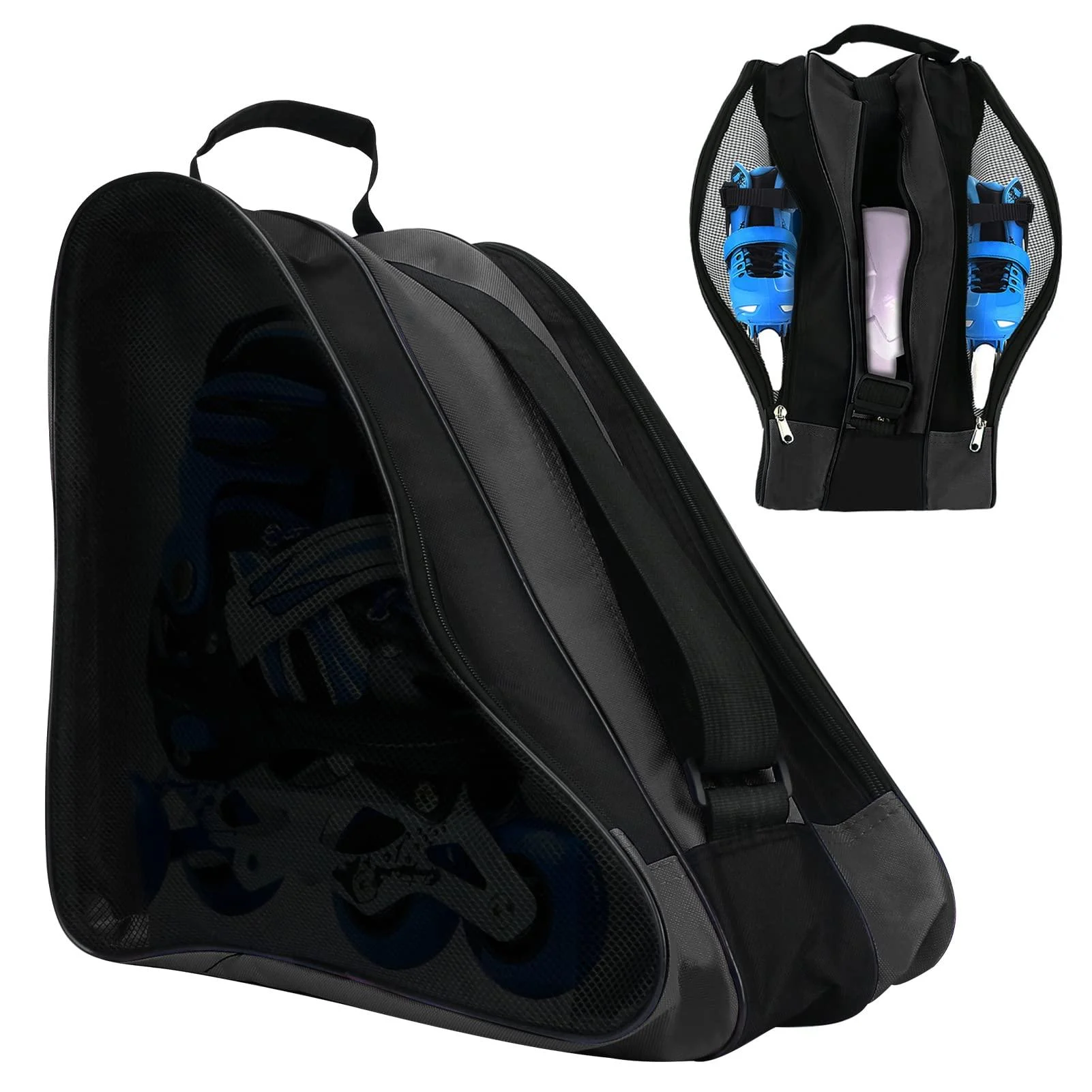 FOUUA Roller Skate Bag, Breathable Ice Skate Bag with Adjustable Shoulder Strap, Oxford Cloth Skating Shoes Storage Bag Unisex Roller Skate Accessories Black