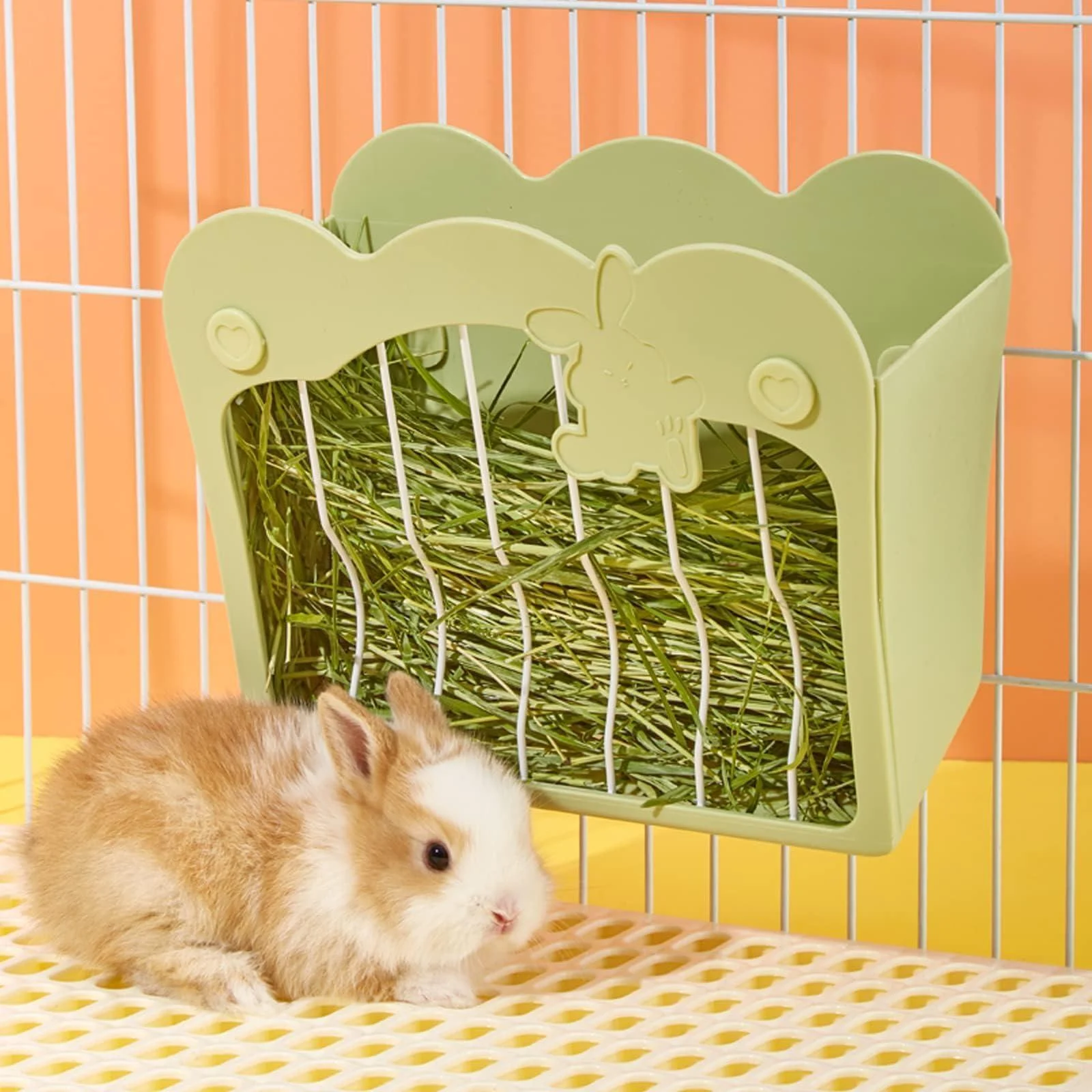 Rabbit Hay Feeder Hanging Feeding Hay Rack for Small Animals Rabbit Dwarf Rabbit Guinea Pig (Green) - septillar