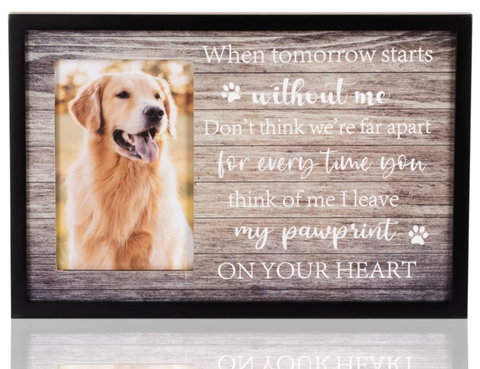 FEATHER & BLOSSOM Dog Memorial Picture Frame - Pet Memorial Gifts Black