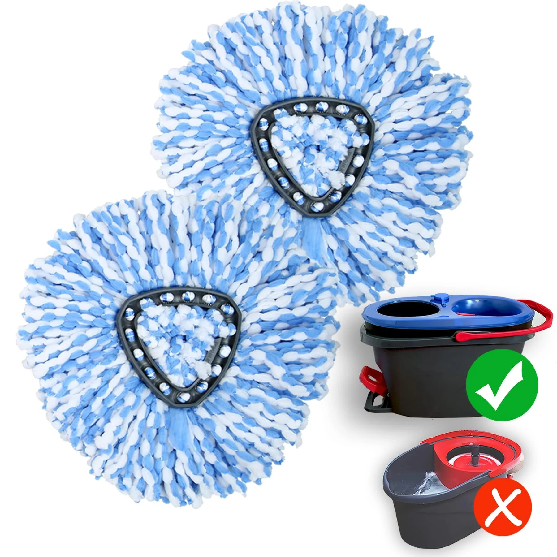 2 Pack Mop Replace Head Compatible with O Cedar Rinse Clean 2-Tank Spin Mop - Mop Refills 100% Microfiber, Deep Cleaning Machine Washable and Easy-to-Replace 2 Count