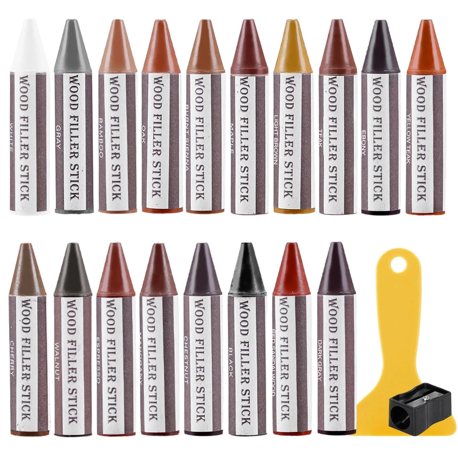SEISSO Wood Filler Stick 18 Colors Furniture Crayons for Scratches Furniture Scratch Repair Wax Filler Stick Perfect for Restore Hardwood Floor Holes Crack Laminate Carpenters Tables Desks