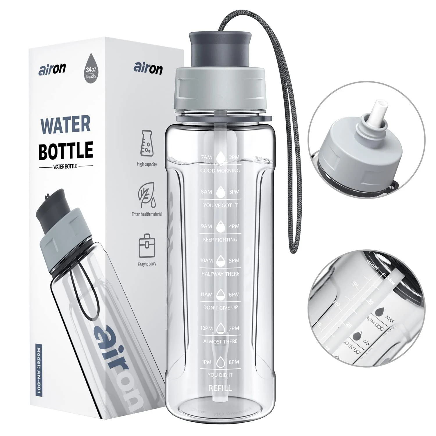 AIRON Sports Water Bottle Leakproof - 34oz