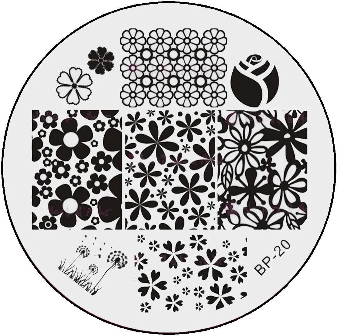 STAMPING STENCIL # BP-20 dandelions meadow dandelion flowers rose blossoms