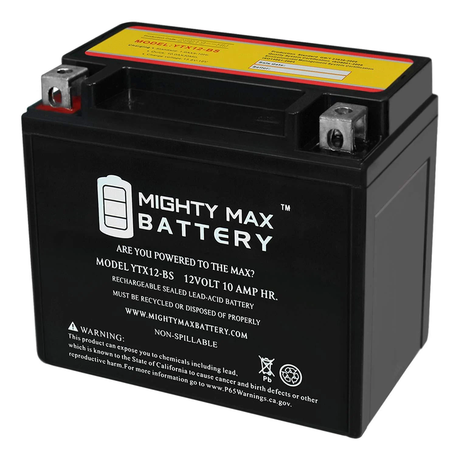 Mighty Max Battery YTX12-BS 12V 10AH Replacement Battery Compatible with SigmasTek STX12-BS