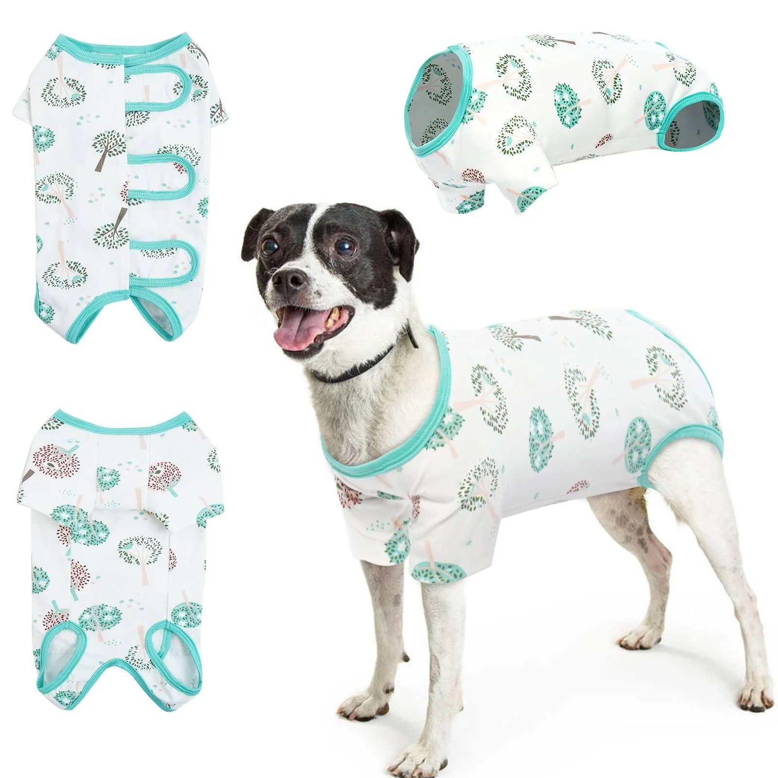 Recreational suit for dogs surgical recovery suit for dogs cats body suit after the operation dog onesie spay castration suit soft & breathable for bitches and male (tree XL) XL D-tree