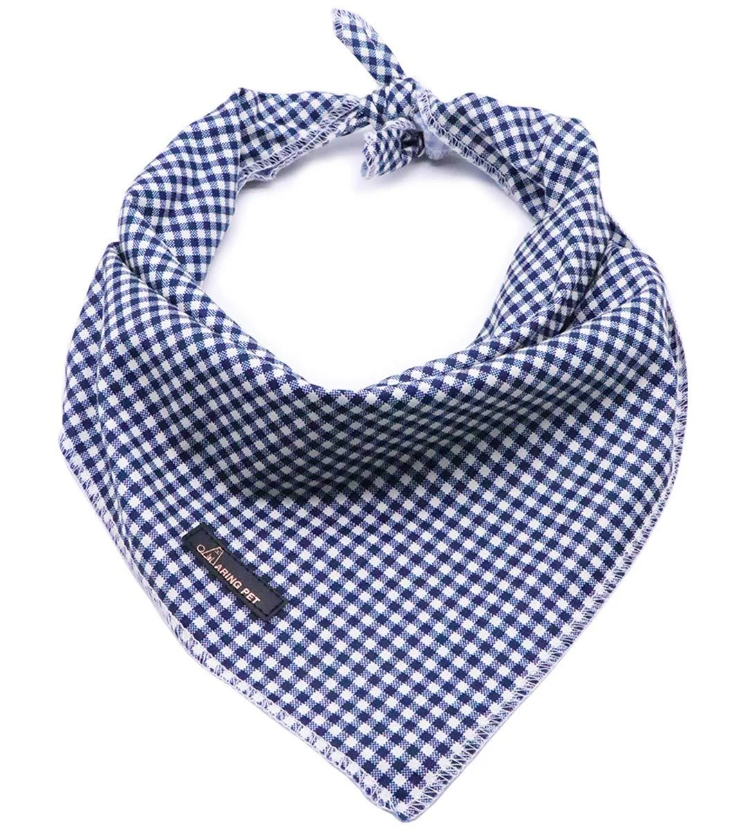 Aring Pet Dog Bandana Cotton Plaid Dog Bandana's dog triangle Libe Neckuch for small and large dogs and cats s marine