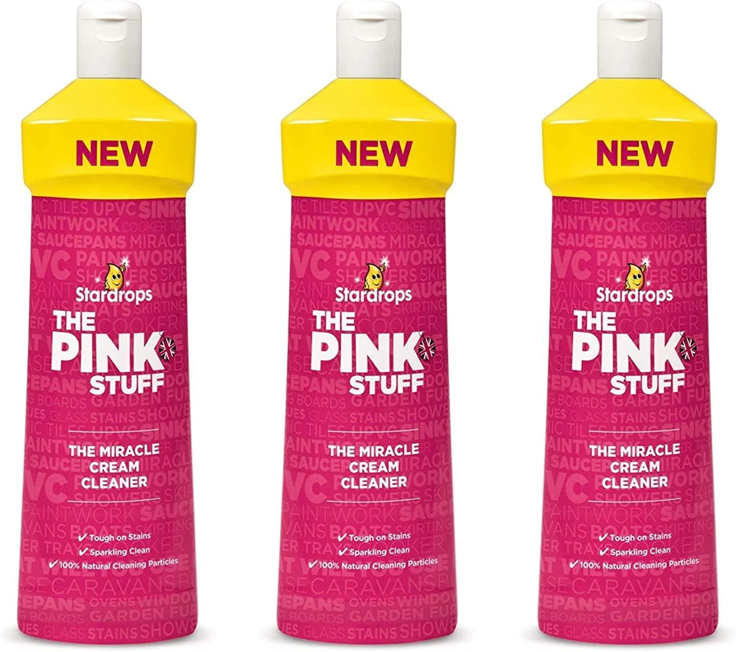 3 x The Pink Stuff Miracle Cream Cleaner 500ml Stardrop Tough On Stains - Generic