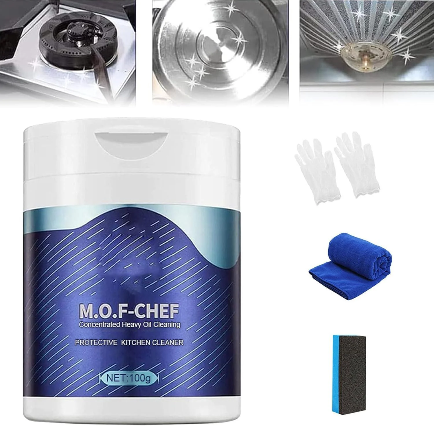 Mof Chef Cleaner Powder Mof Chef Cleaning Powder M.O.F Chef Kitchen Cleaner Powder Mof Chef Powder Mofchef Powder for Cleaning All Purpose Heavy Duty Degreaser Cleaner (100g) - Yolimok