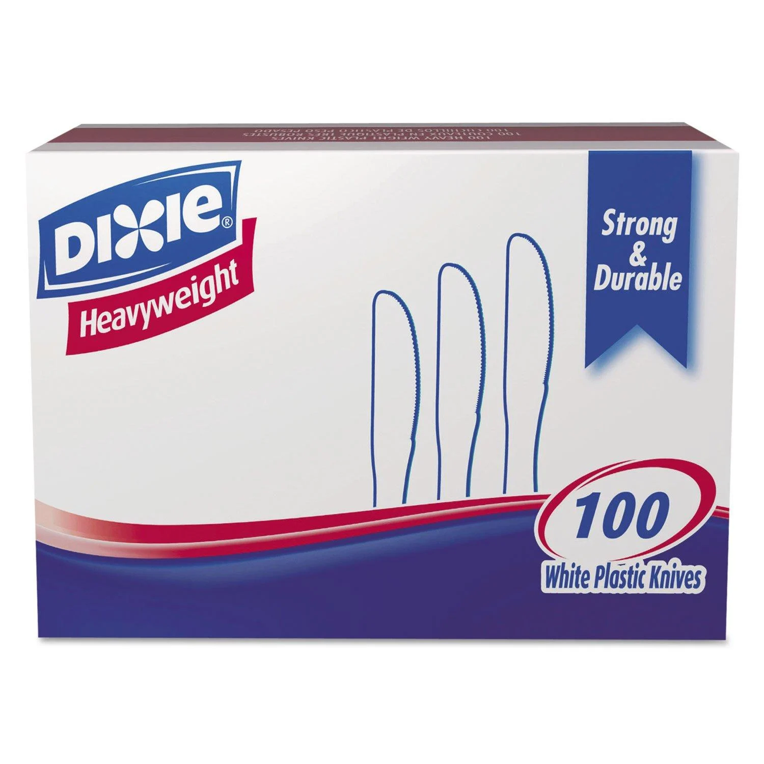 Dixie KH207 Plastic Cutlery, Heavyweight Knives, White, 100/Box - Doaaler