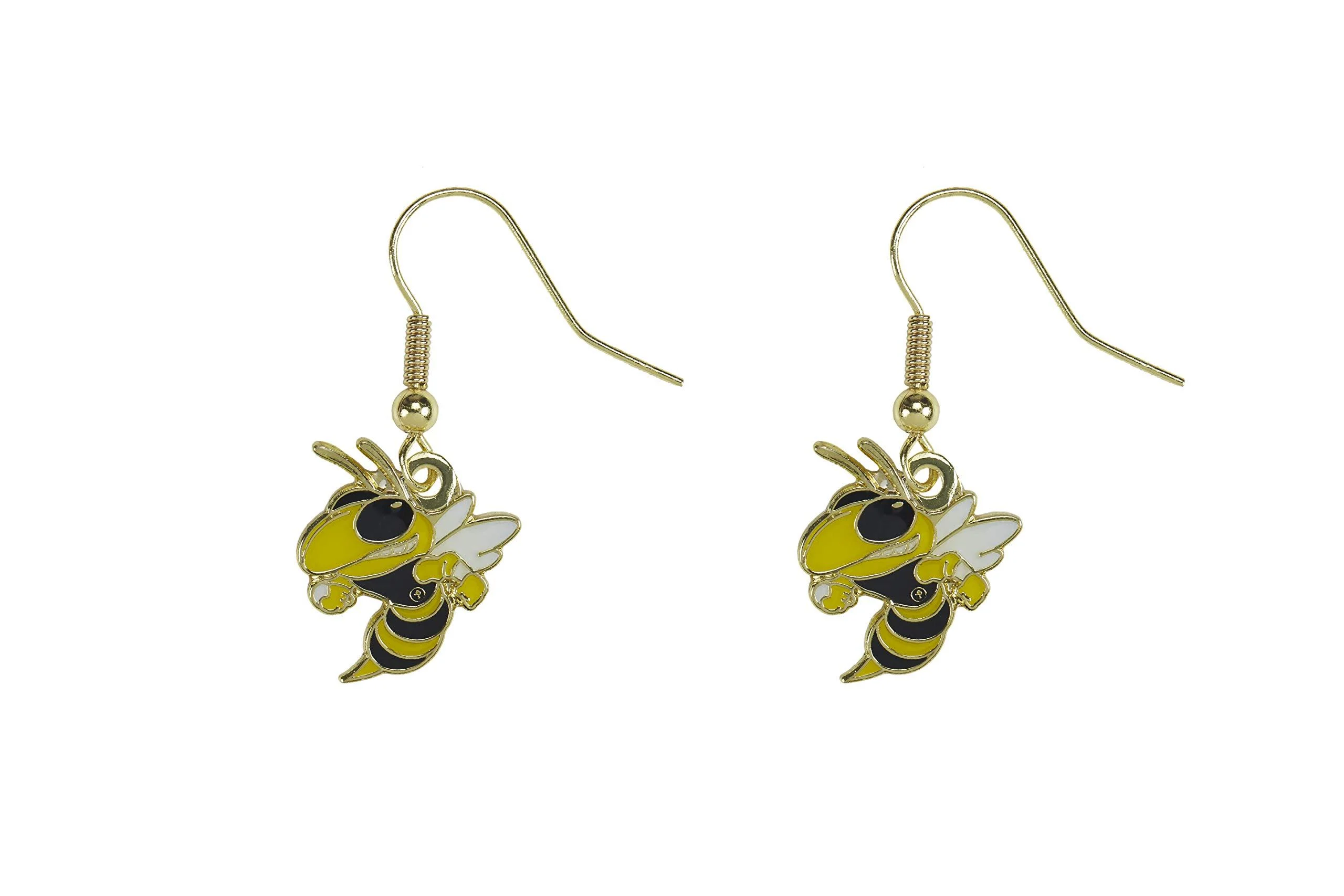 Aminco NCAA Georgia Tech Yellow Jacket Logo Dangler Earrings, Size 2.5
