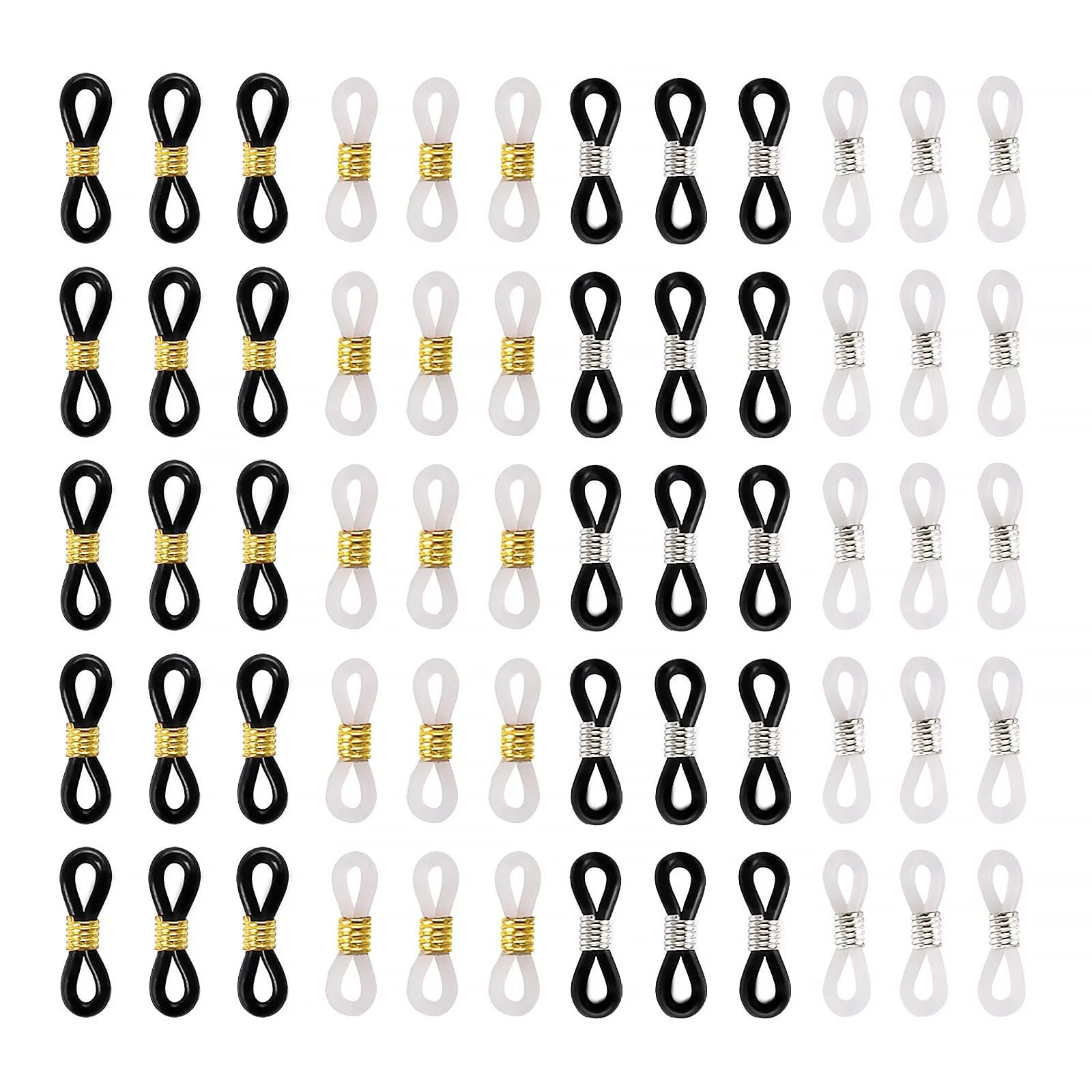100 Pcs Eyeglass Chain Ends Glasses Chain Loop Holder Silicone Eyeglass Chain Connector Adjustable Flexible Rubber Spring Strap Ends Holder Anti Slip Silicone Connector Holder Retainer for Sunglasses - Sliverdew