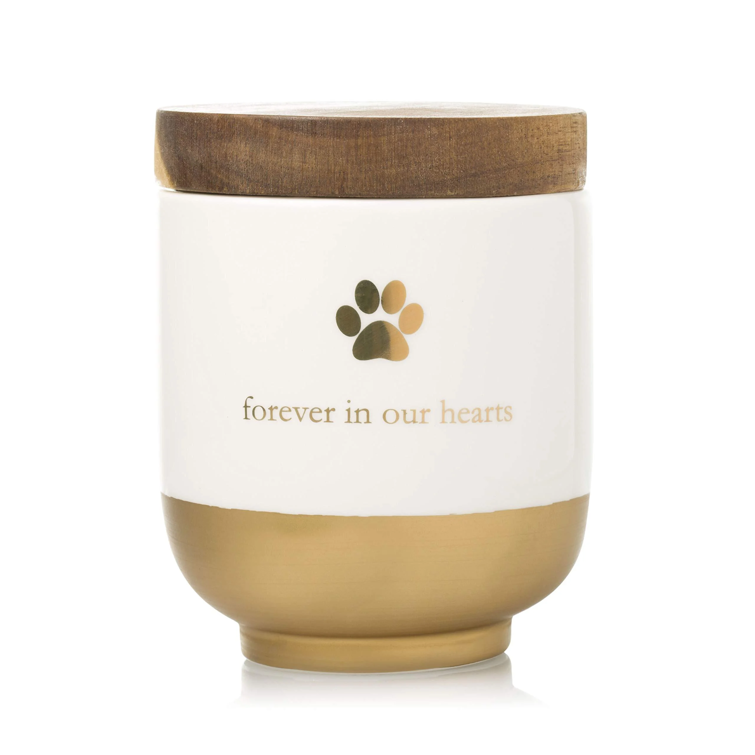 Pearhead Pet Ceramic Forever in Our Hearts Urn Gold