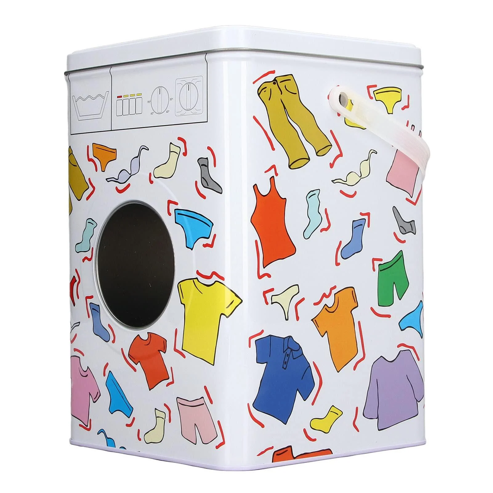 Laundry Tin Container with Lid Perspective Window Large Capacity Washing Machine Appearance Powder Detergent Container for Storage - Changor