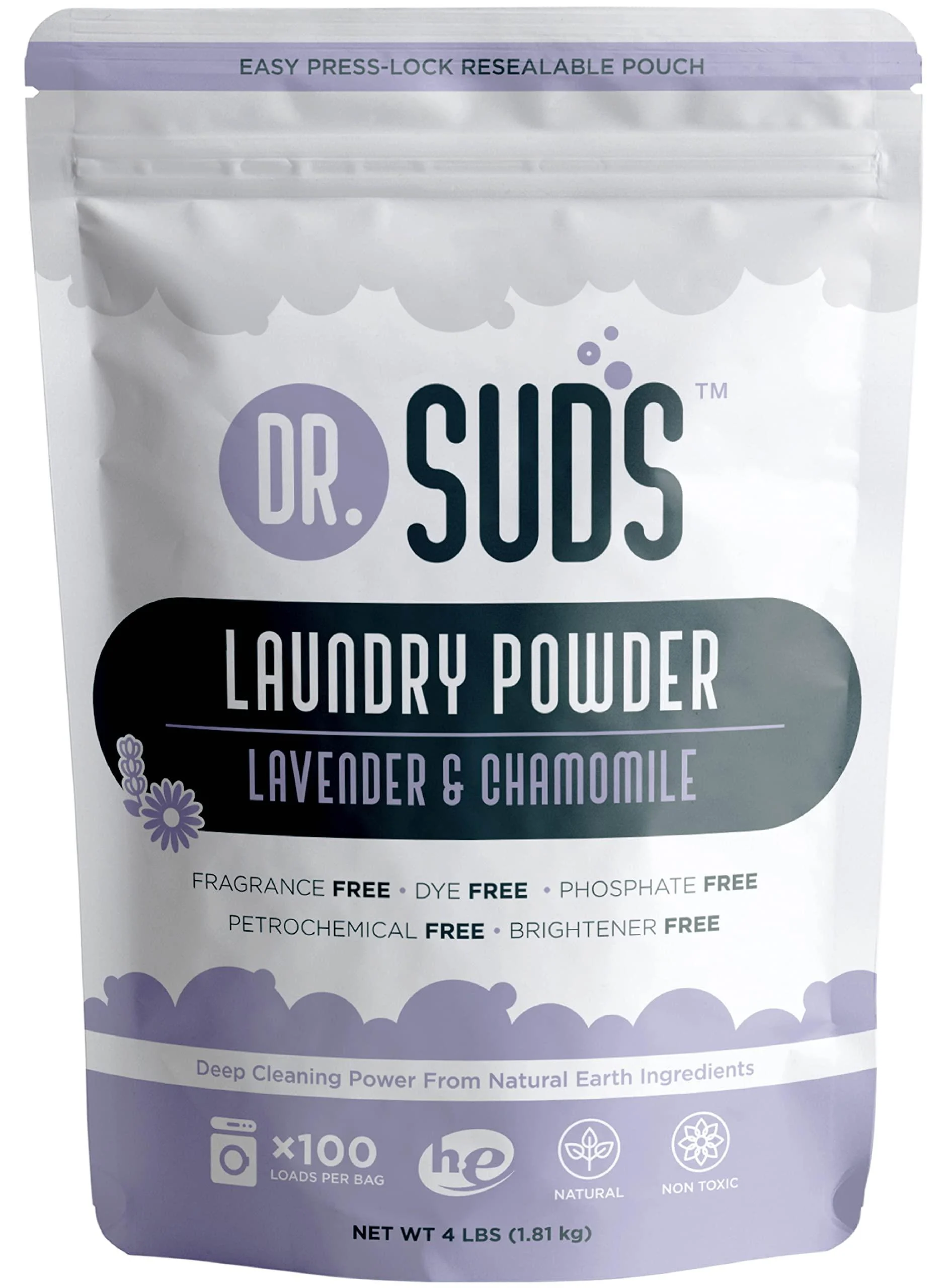 New Dr Suds Natural Laundry Detergent Powder 100+ Loads Lavender Chamomile Made with Natural Earth Minerals 64 Ounces - Dr. Suds