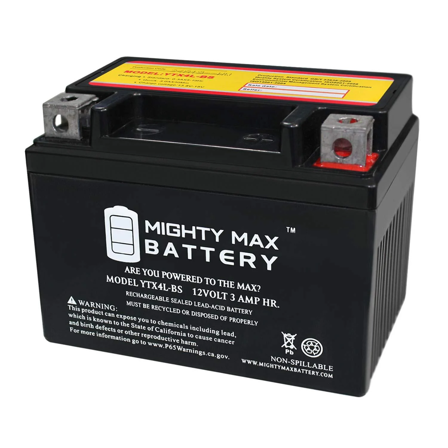 Mighty Max Battery YTX4L-BS SLA Replacement Battery for EverStart ES4LBS