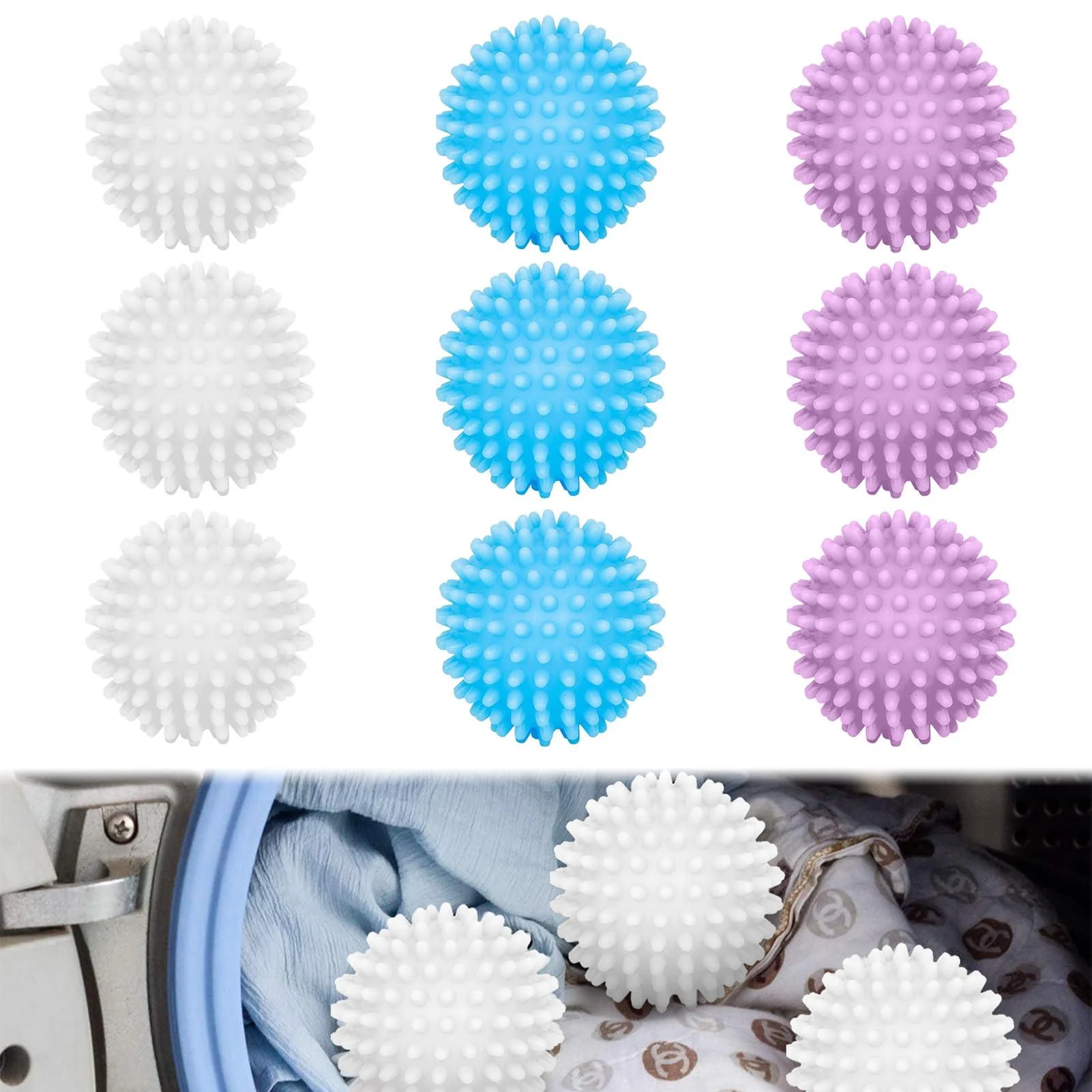 9 pieces dryer balls dryer balls for tumble dryers tennis balls dryer dryer balls for tumble dryers Reusable Dryer Balls Balls for fluffy laundry dryer balls - BYYT