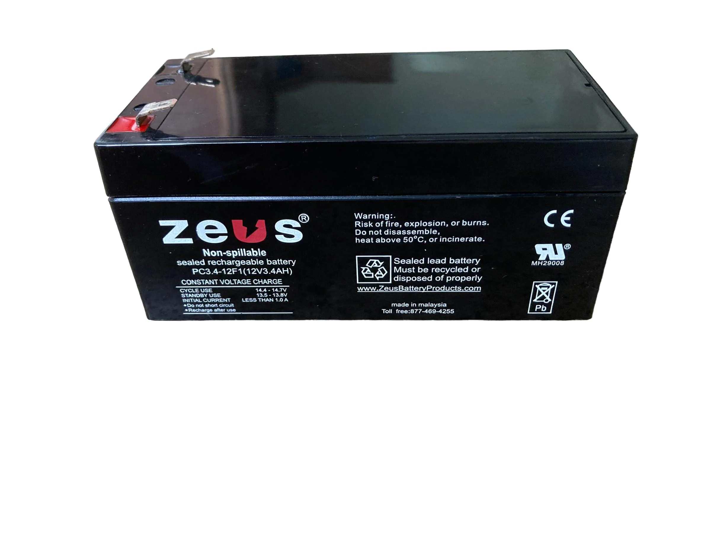 Zeus PC3.4-12F1 12V Sealed Rechargeable Battery