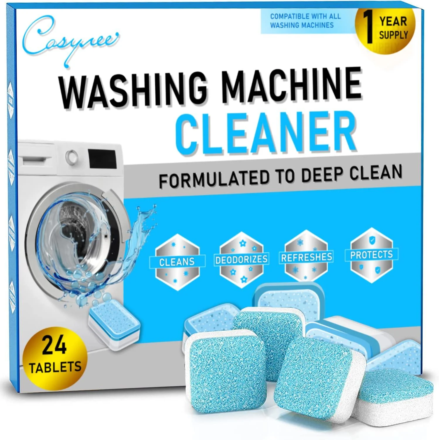 cosynee Washing Machine Cleaner Descaler (Pack of 24) 24 Count (Pack of 1)