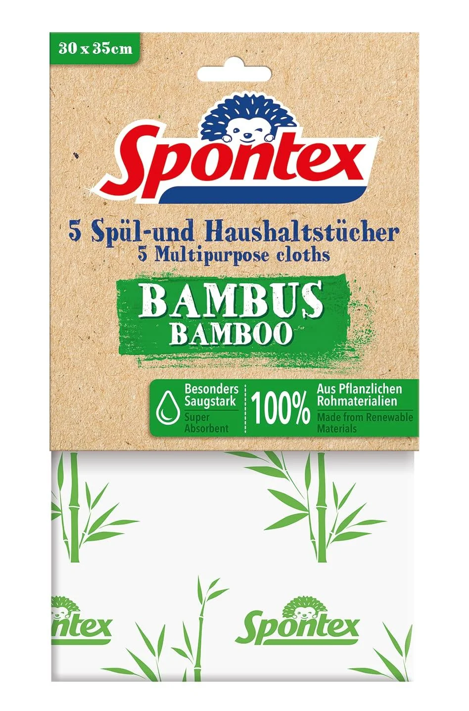 Spontex bamboo rinsing and household cloths 40 pieces from 100% renewable raw materials extremely absorbent ideal for damp and dry cleaning size 35 x 30 cm (8 x 5 pack) bamboo rinsing and 5 pack