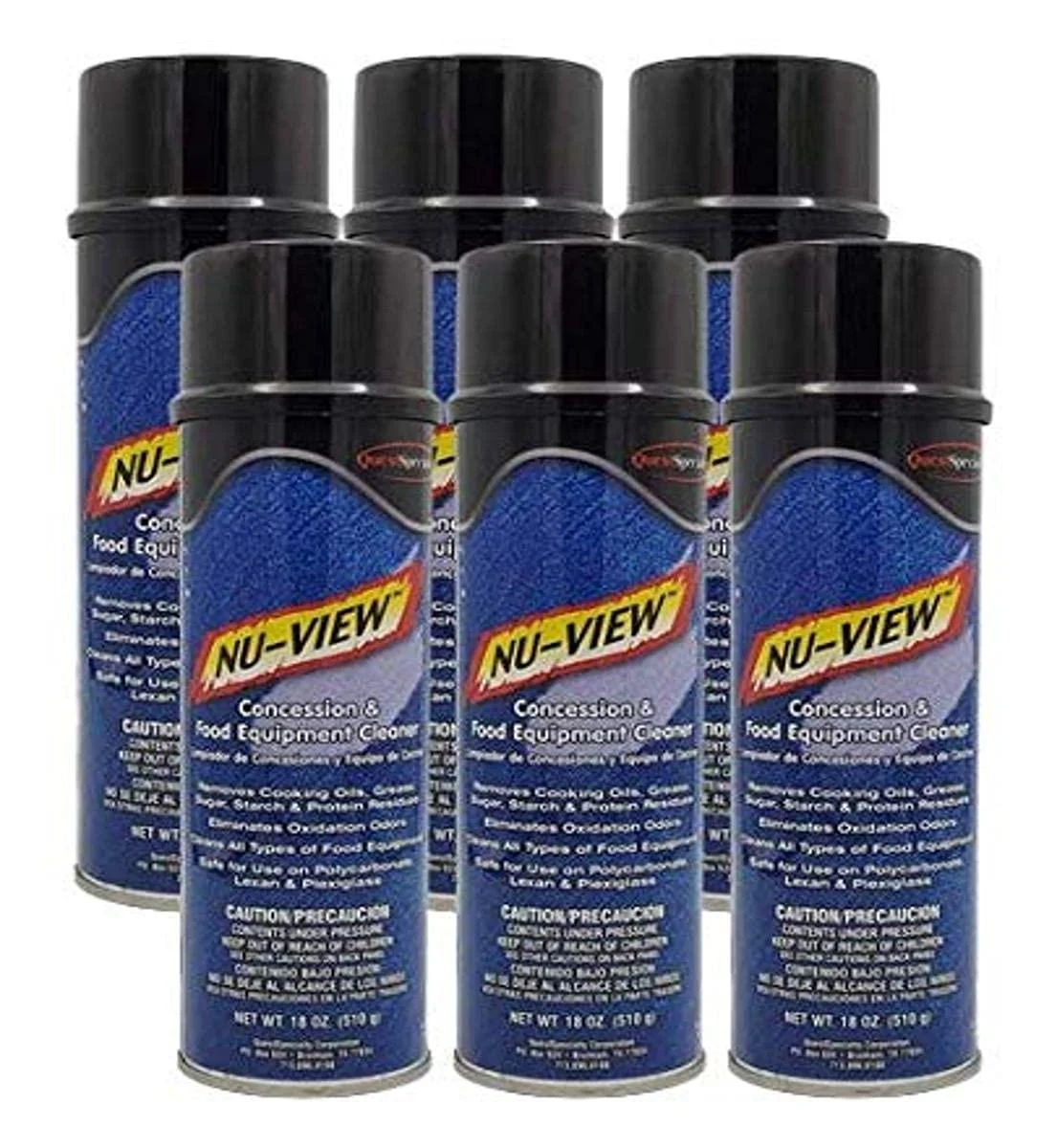 NU-VIEW Concession & Food Equipment Cleaner Case of 6 (20 oz Cans) 6 count (2030)