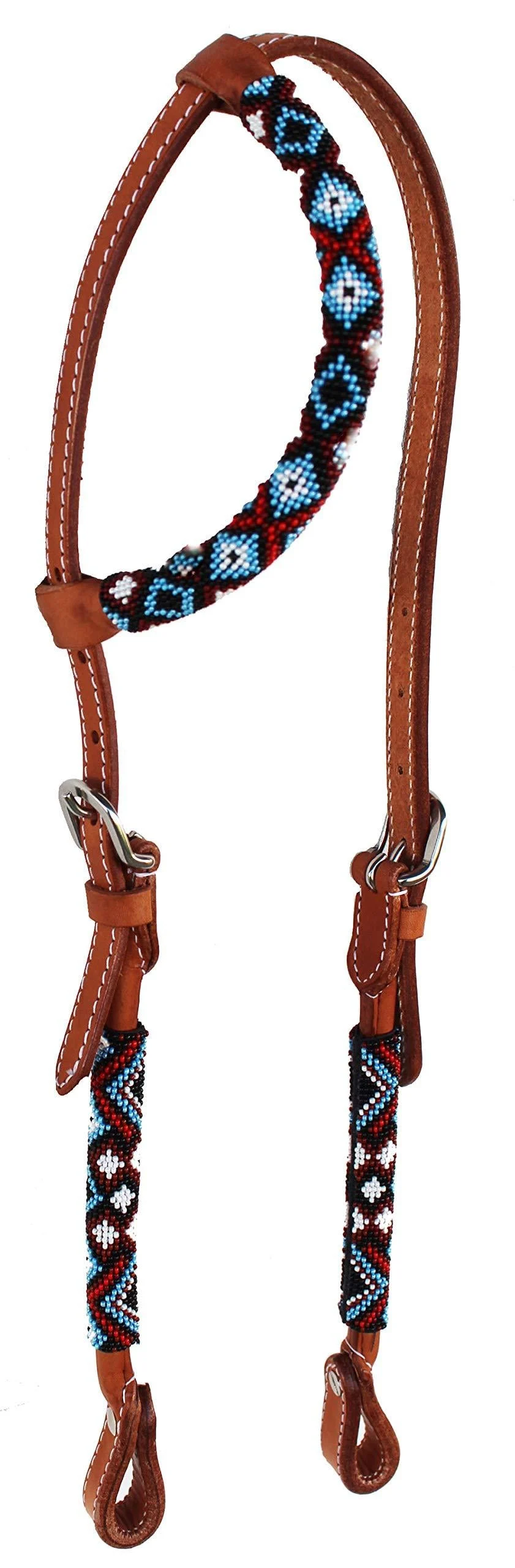PRORIDER Horse Show Bridle Western Leather Headstall One Ear 79110HA