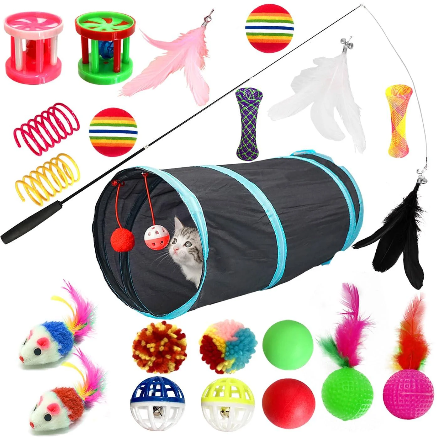 Mauts 23pcs Cat Toys Kitten Toys Cats Interactive Toys Set for Indoor Cats.