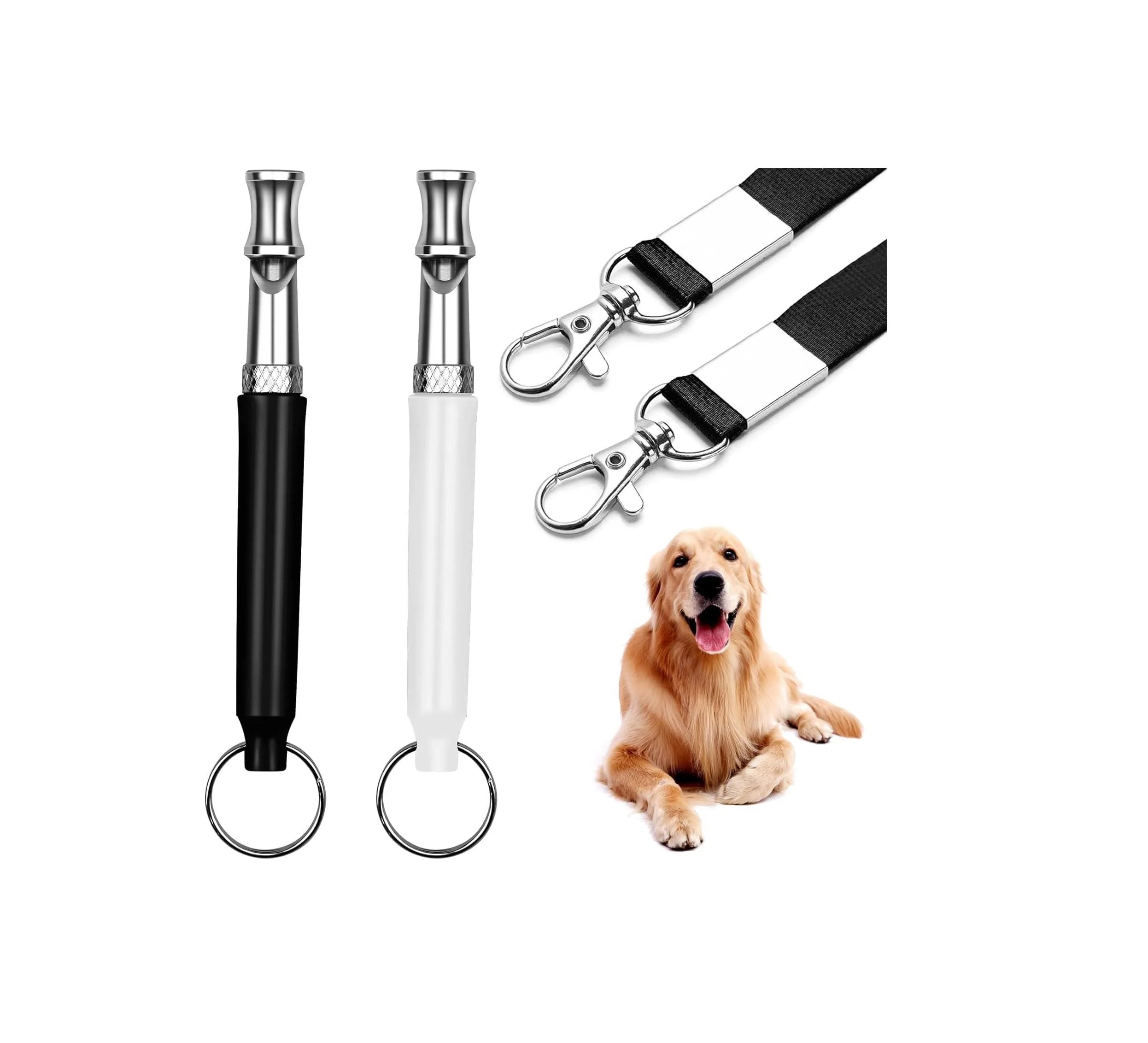 2 Pack Dog Whistle Dog Whistles for Recall Ultrasonic Stop Barking Silent Adjustable Dog Training Whistle with Lanyard - BRJR