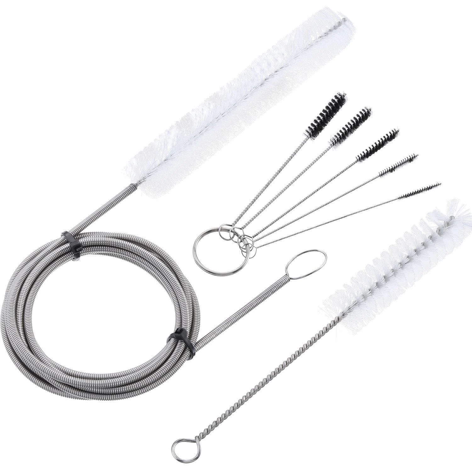 GAJPBLK CPAP Tube Cleaning Brush 7 Feet Flexible 7 Inch Handy Brush with 5 Pack Mini Nylon Brush Set 4 Inch for Standard Tubing in 22 mm Diameter