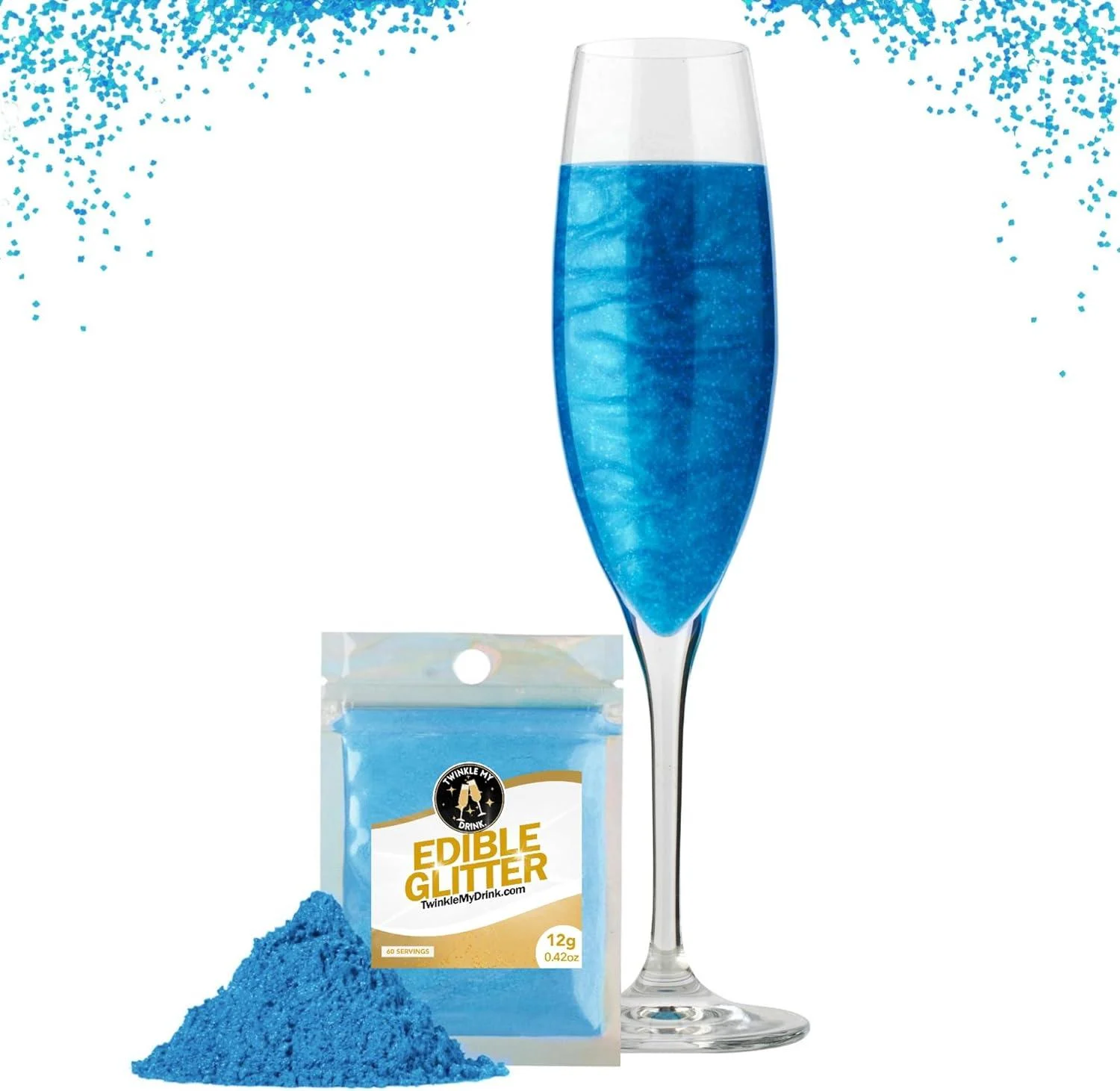 Twinkle my Drink Edible Glitter for Drinks - blue - 0.42 Oz.