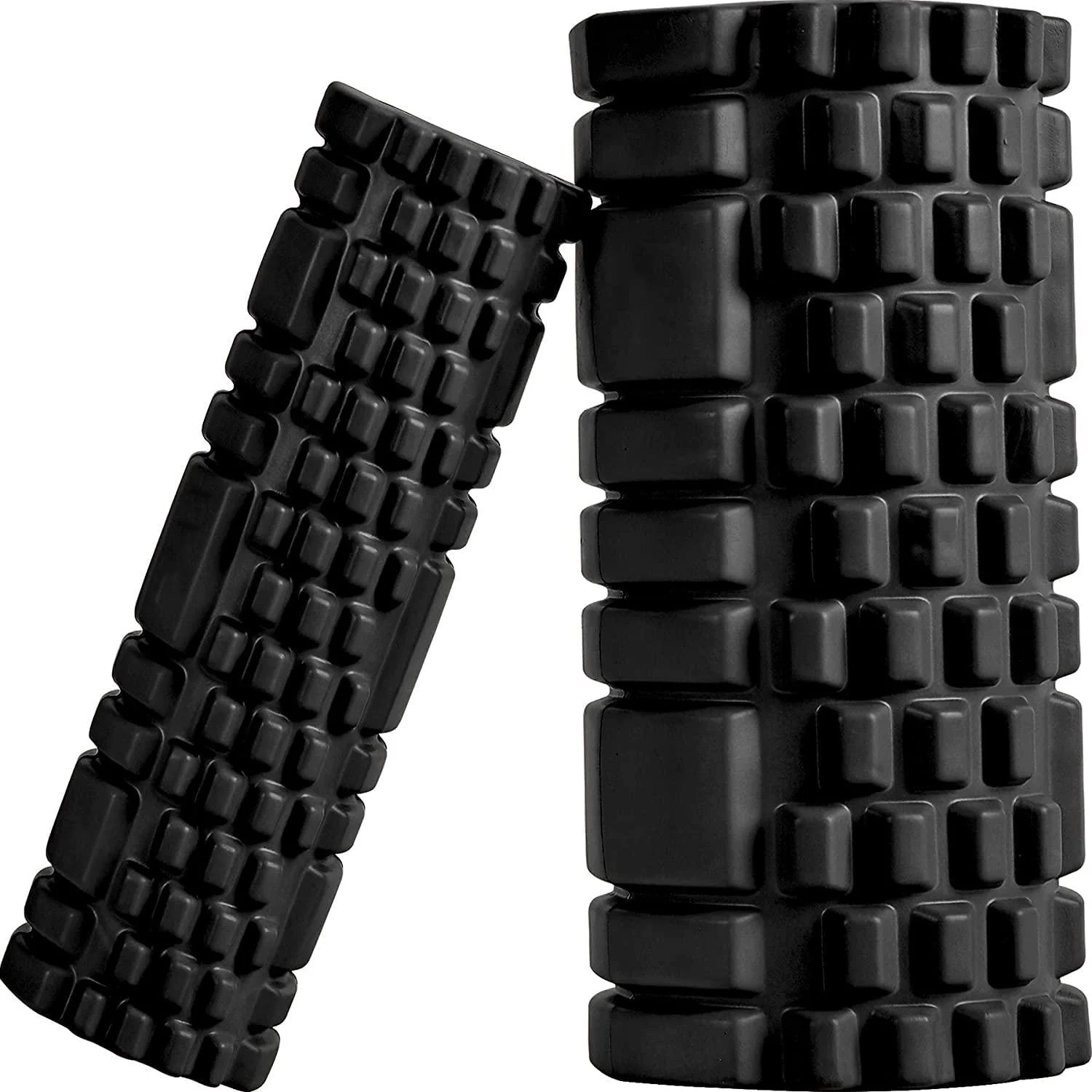 Foam Roller Set - 2 Roller (12" and 13") High-Density Round Foam Roller for Exercise, Massage, Muscle Recovery Black