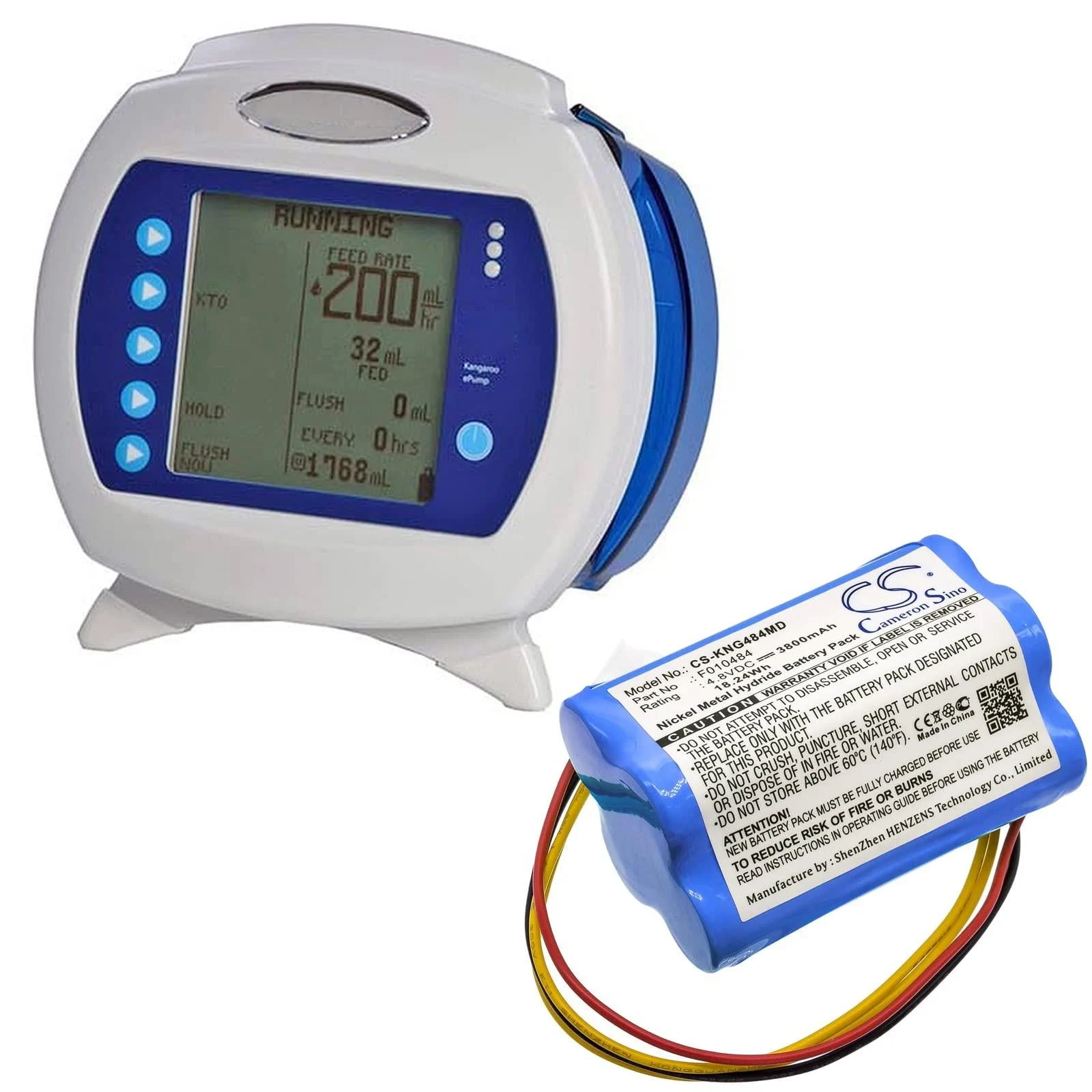 Generic Battery for Covidien Kangaroo ePump, fit for 1041411 382400 F010484, 67.30 x 46.20 x 33.80mm, Blue