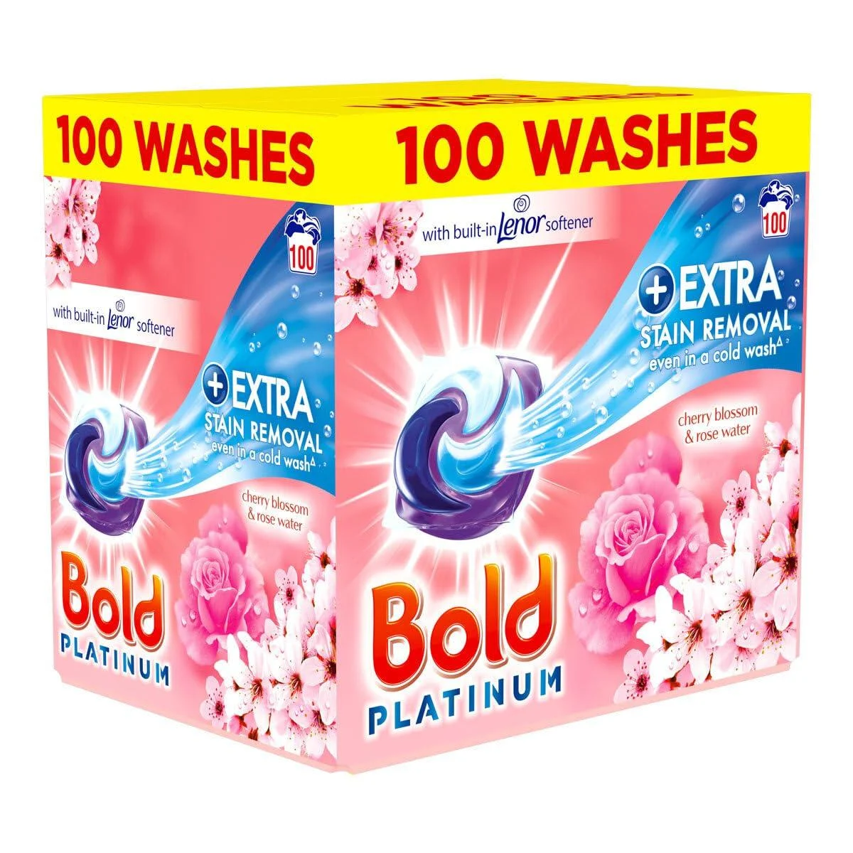 Bold Platinum Cherry Blossom Laundry Detergent Washing Liquid Capsules Pods Box 100 Wash Tablets Pack - Papaval Retail