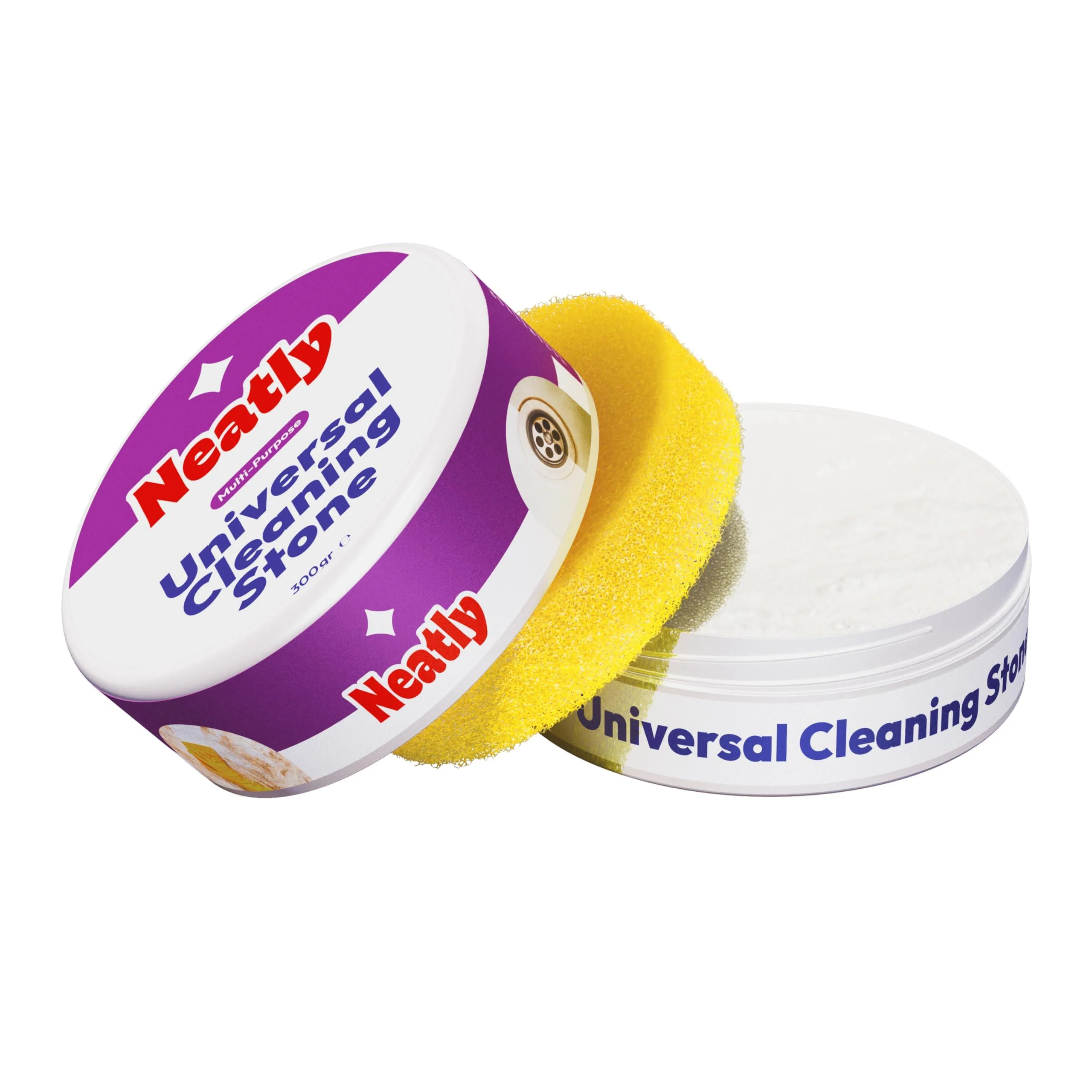 Neatly Universal Cleaning Stone 300 g Remove Degrease Polished Multi-Use + Multi-Surface: Indoor & Outdoor Cleaning White Clay Stone Made in Germany