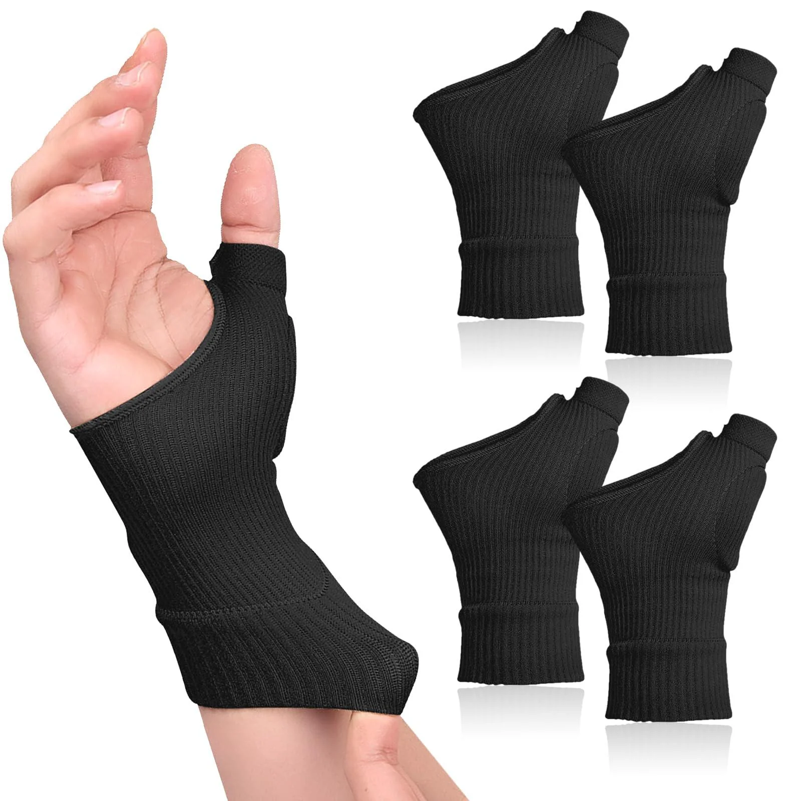 2 Pairs Therapy Gloves Gel Hand Wrist Support Brace Arthritis Compression for Thumb Arthritis Sport Pain Relief Tendonitis for Men and Women Fits Both Hands(L) Black L - FEJANPON
