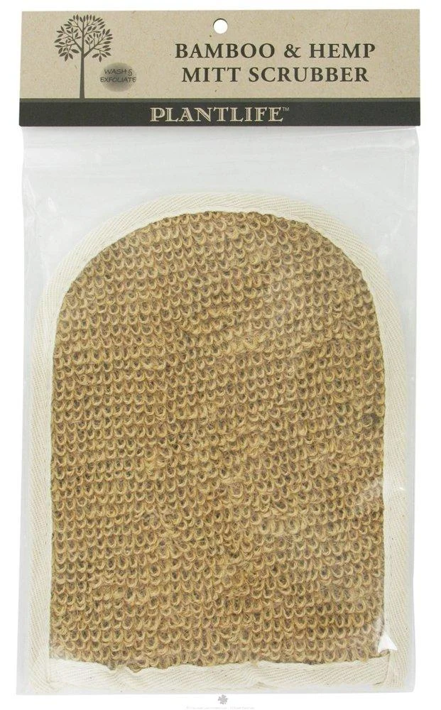 Plantlife Hemp & Bamboo Mitt Scrubber - Fits All Hand Sizes - Made with Bamboo