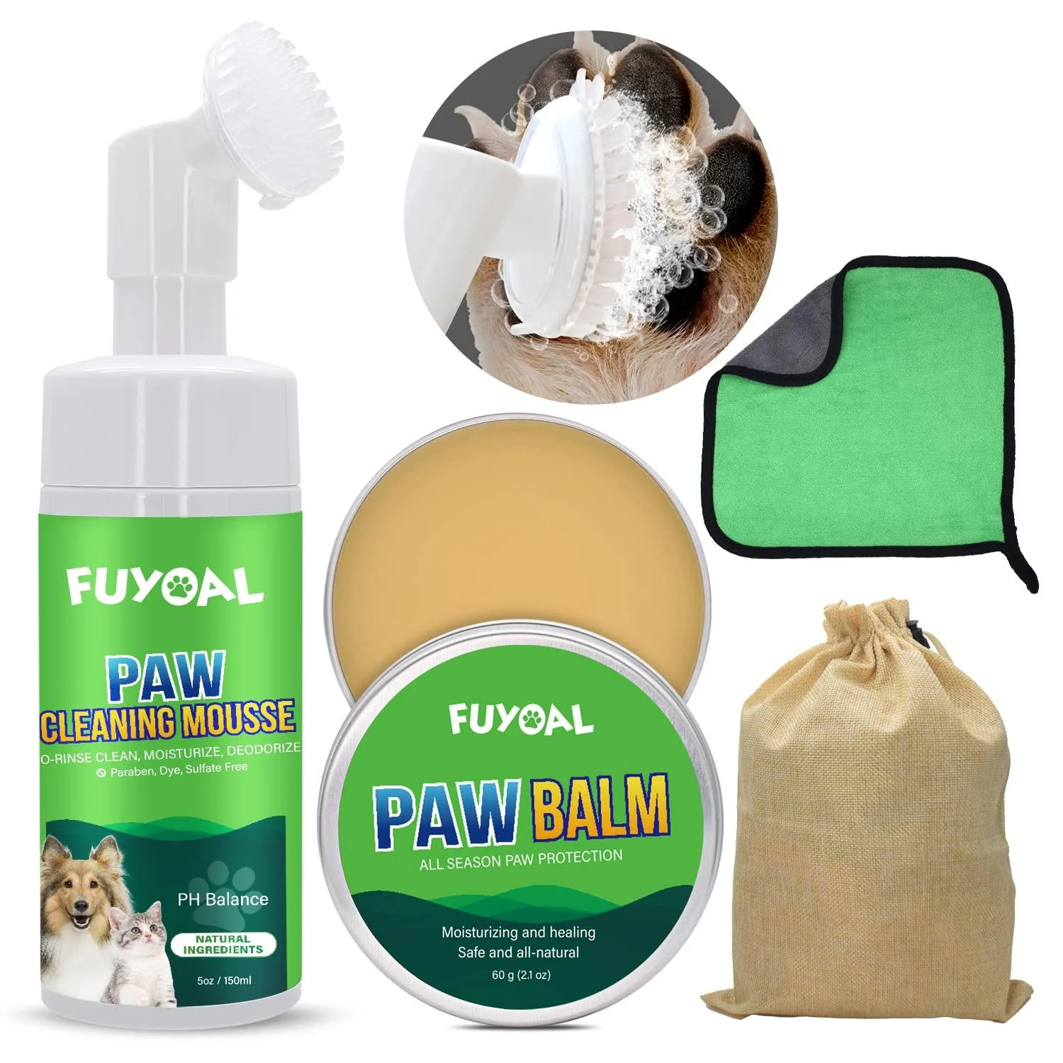 FUYOAL Dog Paw Cleaner Dog Paw Balm Dog Paw Washer for Dogs Large Medium Small XL Breed w/Moisturizer for Cat Hot Pavement Treatment No-Rinse Foaming Cleanser for Pet Foot Wash Care