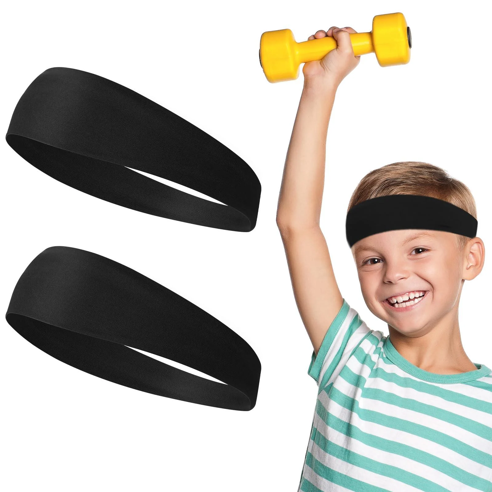Hair band guys sports 2 pieces hair band sport children hair band men elastic hair band football hair bands slipproof hair band for yoga football runs - WY LIGHTING LEVEL