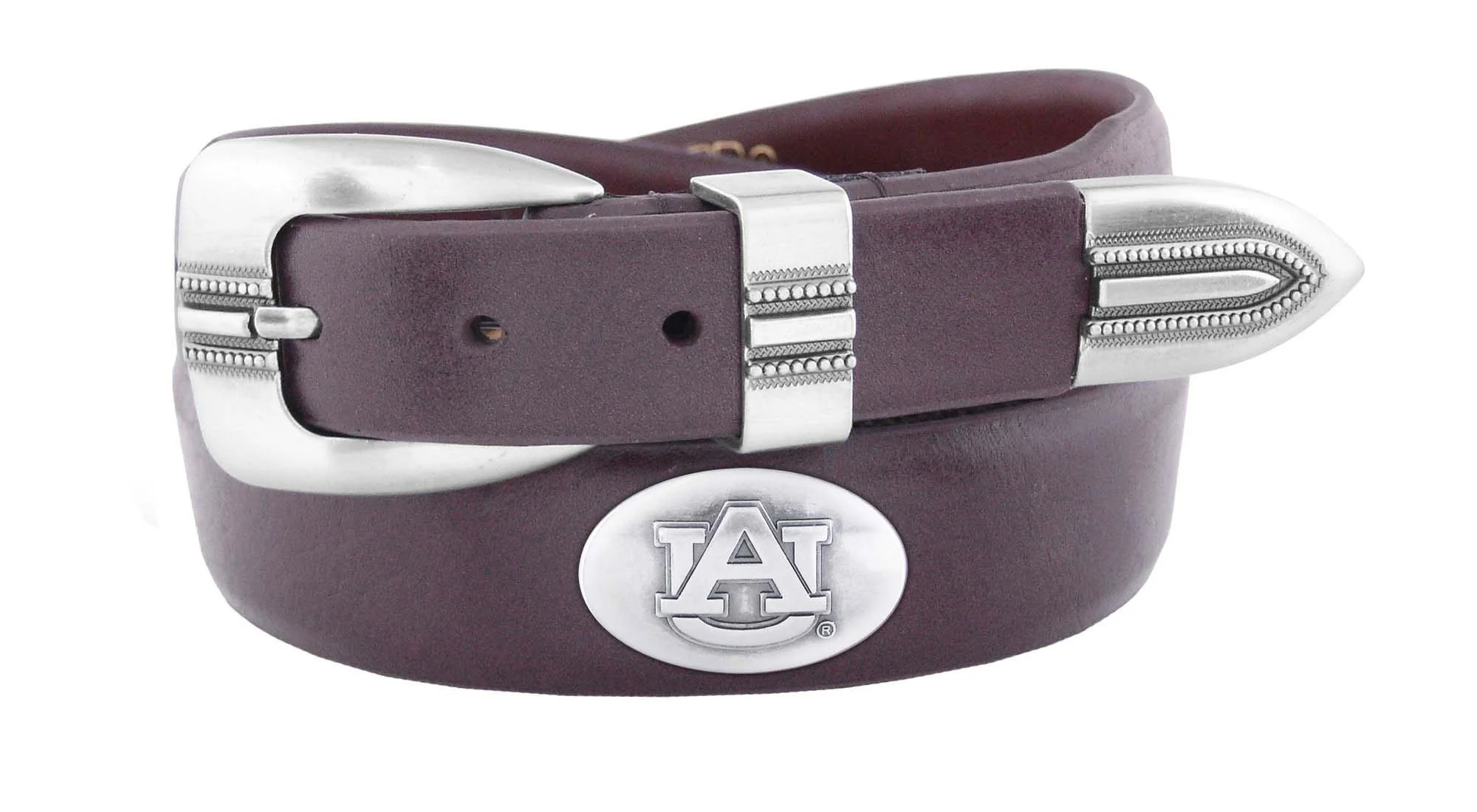 Zeppelin Products Inc. NCAA Auburn Tigers Tip Leather Concho Belt Brown 36 - ZEP-PRO