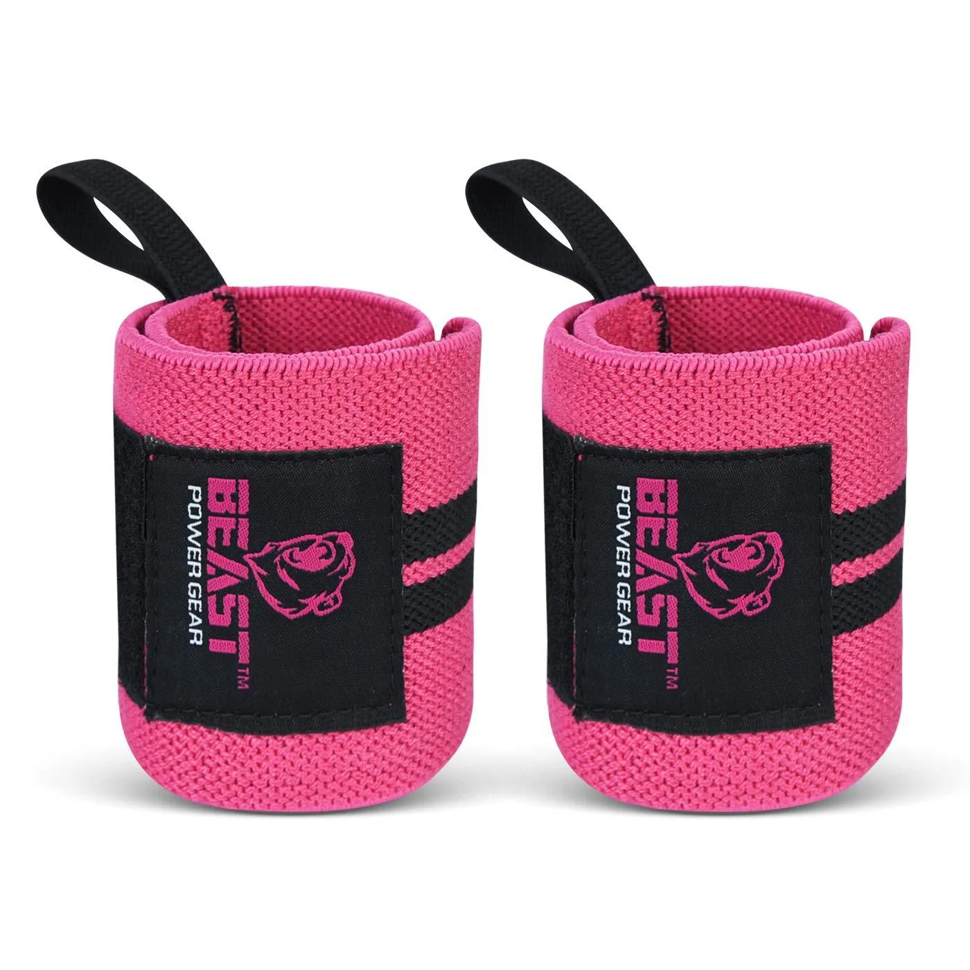 Beast Power Gear Women Wrist Wraps (14" Premium Quality) - Best Wrist Support with Thumb Loop. Pink