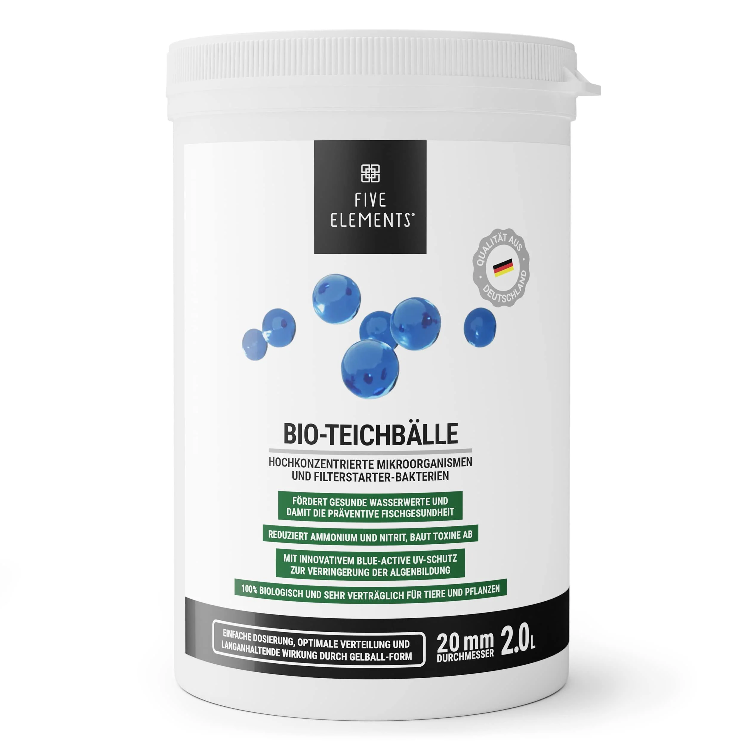 Five Elements Bio-Teichballen |2.0 L |Filter starter bacteria |Microorganisms for optimal pond water quality |Natural pond care product