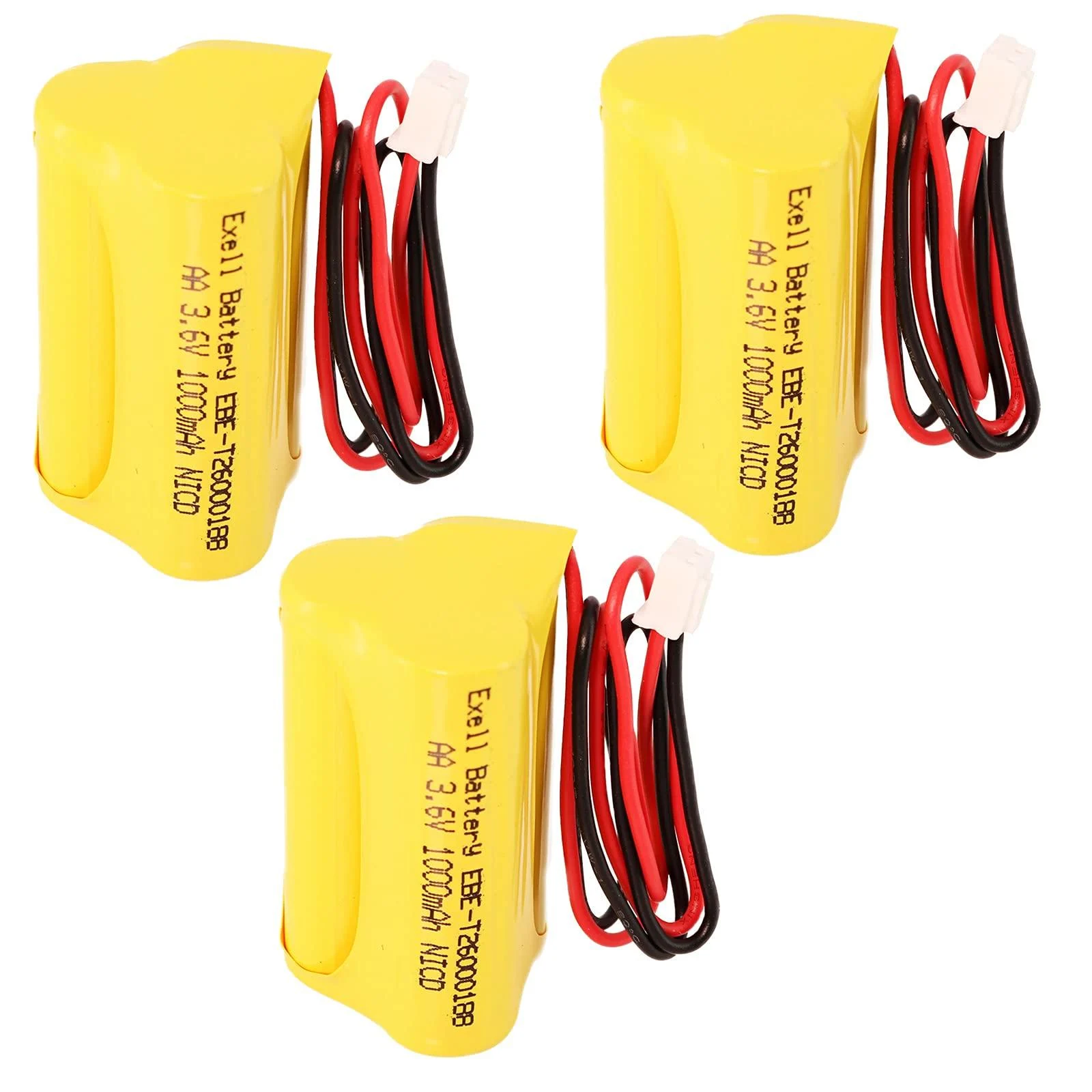 (3-Pack) Exell 3.6V 1000mAh NiCD Emergency Light Battery Replaces Max Power B2-0031 MH468886 JYH 100715 Teig T26000188 Lowes 253799 OSA230 Unitech 6200RP LEDR-1 AA900MAH Exitronix 10010037