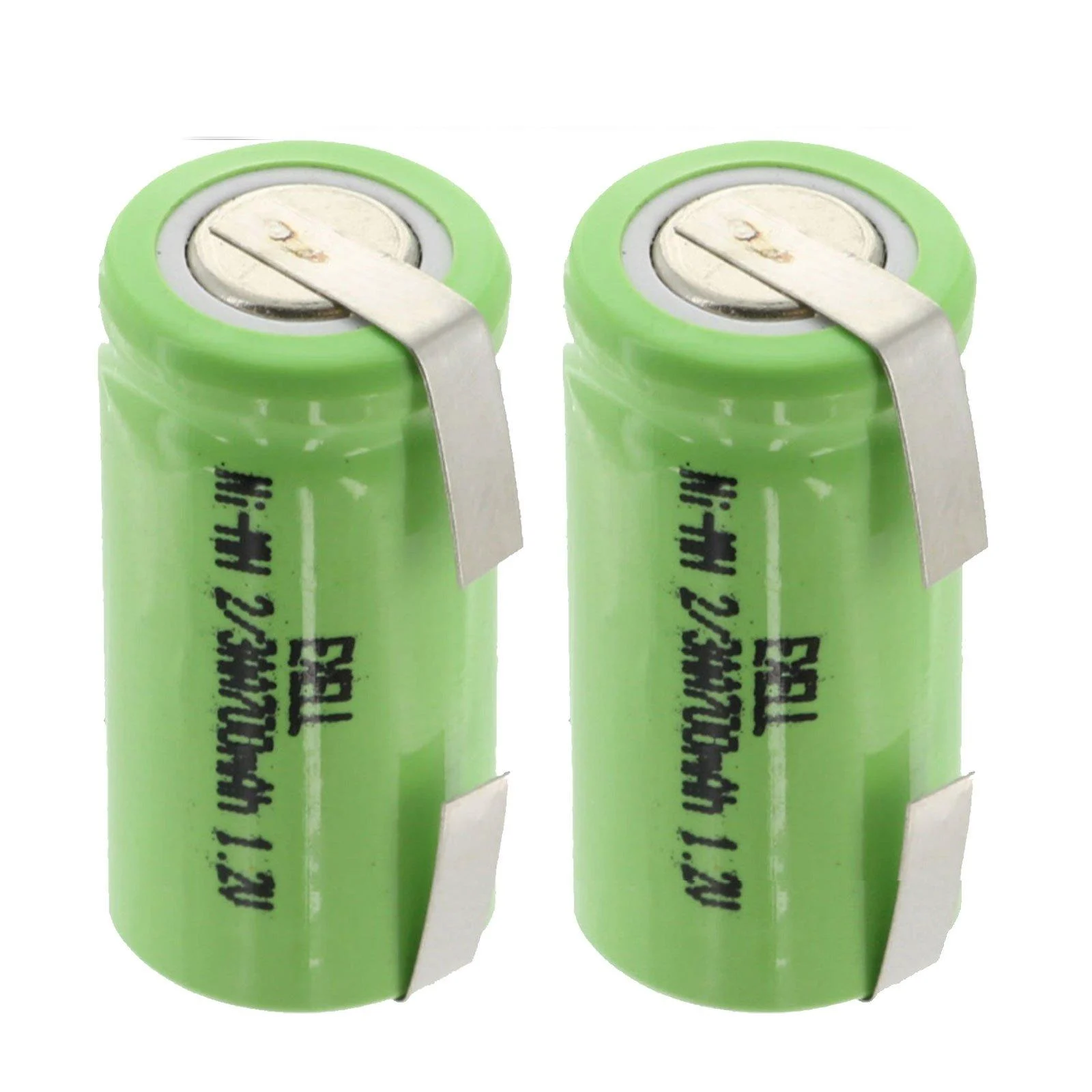 2x Exell 2/3AA NiMH 700mAh 1.2V Flat top Rechargeable Battery with Tabs For capacitors shearing devices miner lamps helmet lights - Exell Battery
